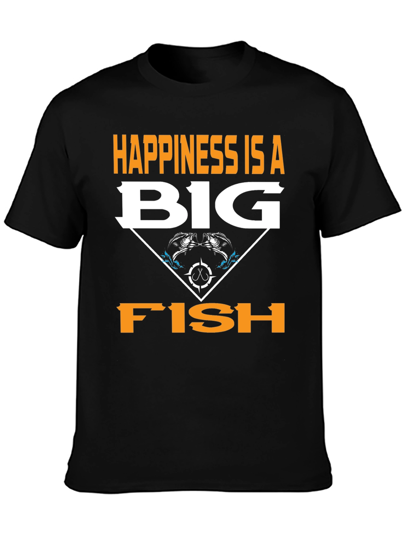 Happiness is a Big Fish Black Graphic Tee