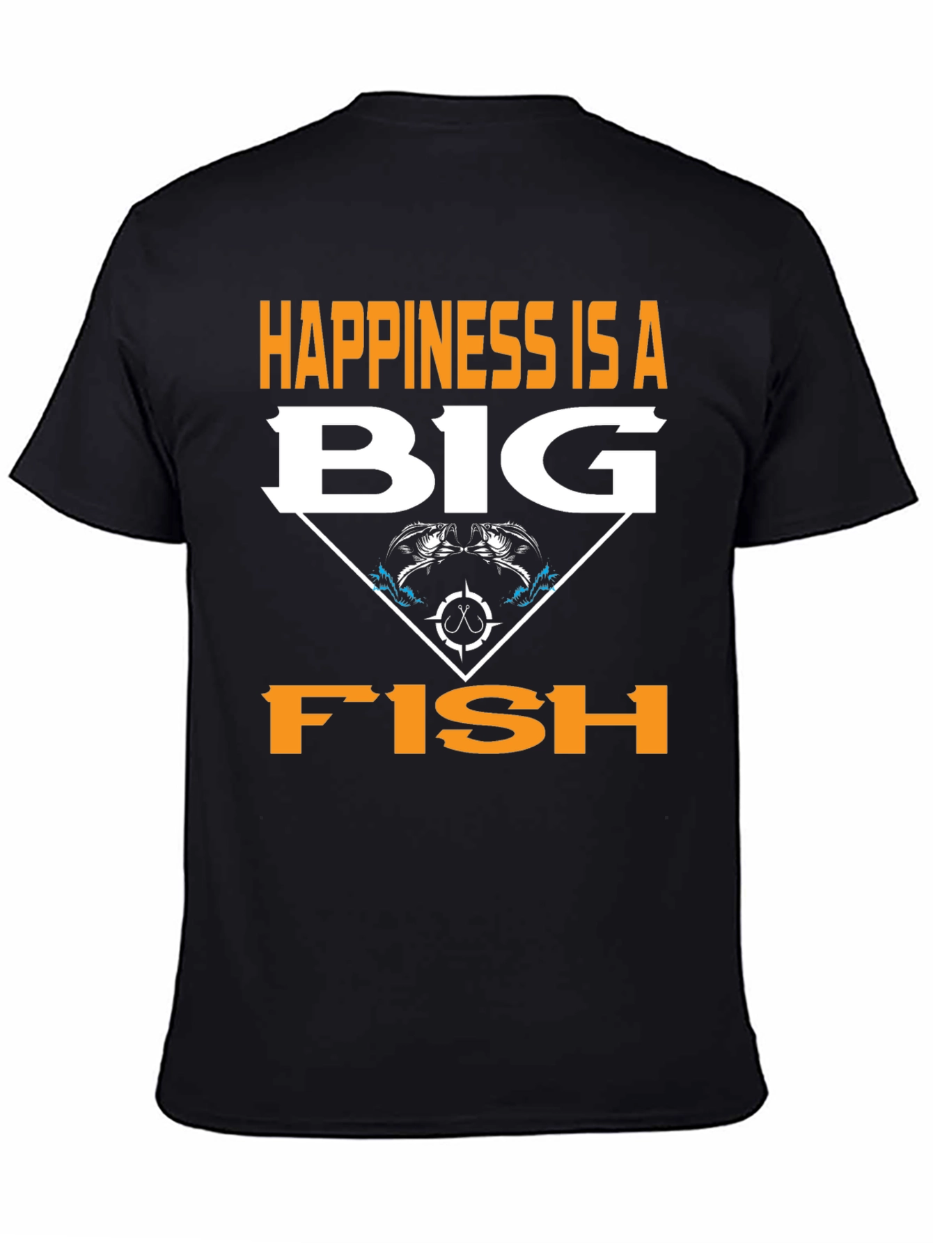 Happiness is a Big Fish Black Graphic Tee