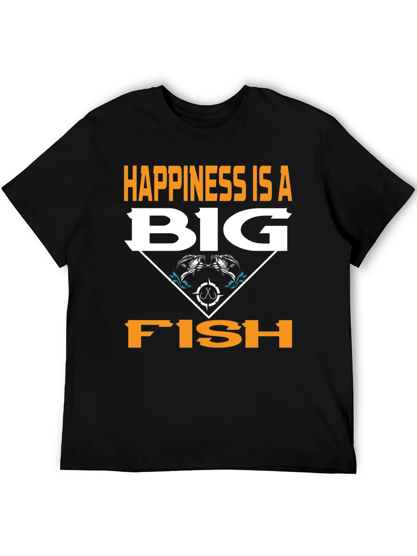 Happiness is a Big Fish Black Graphic Tee