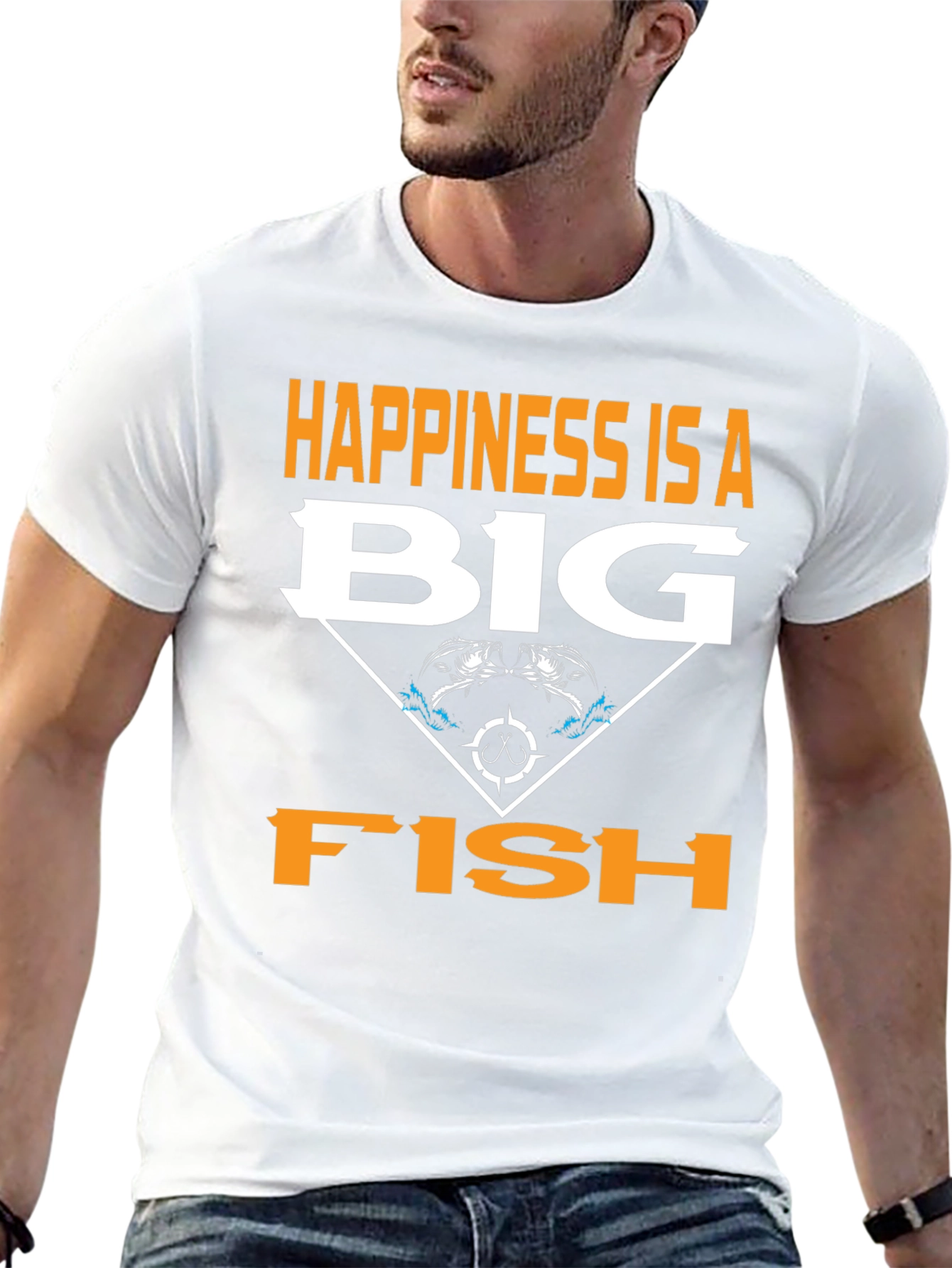 Happiness is a Big Fish Black Graphic Tee