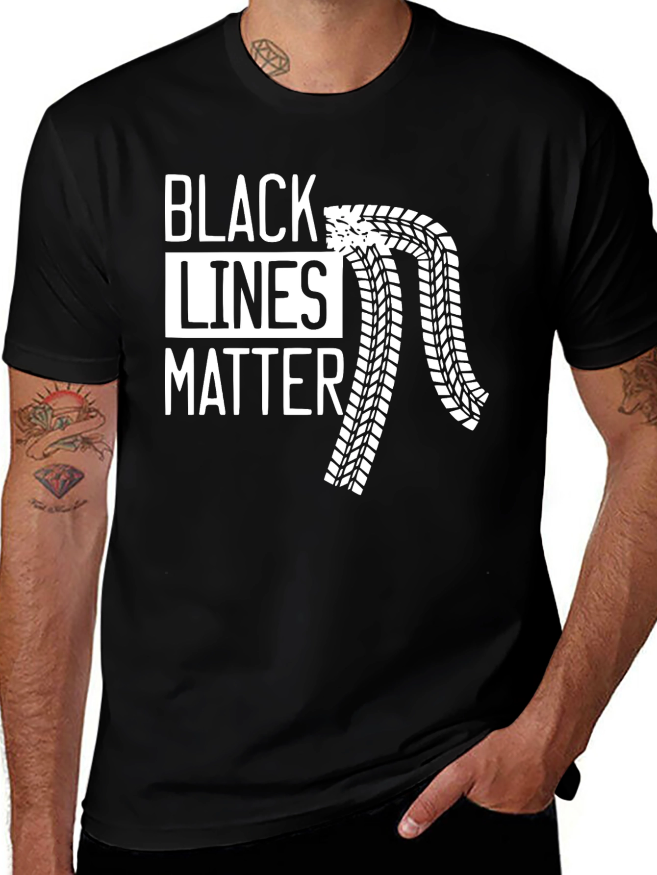 Black Lines Matter Graphic Tee - Car Enthusiast Shirt