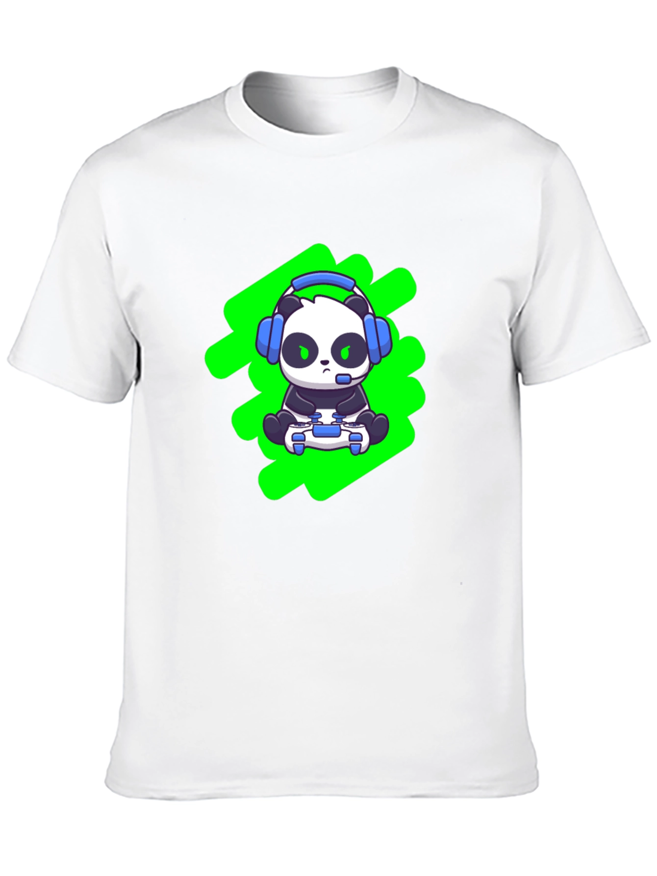 Gamer Panda T-Shirt - Black Cotton Blend