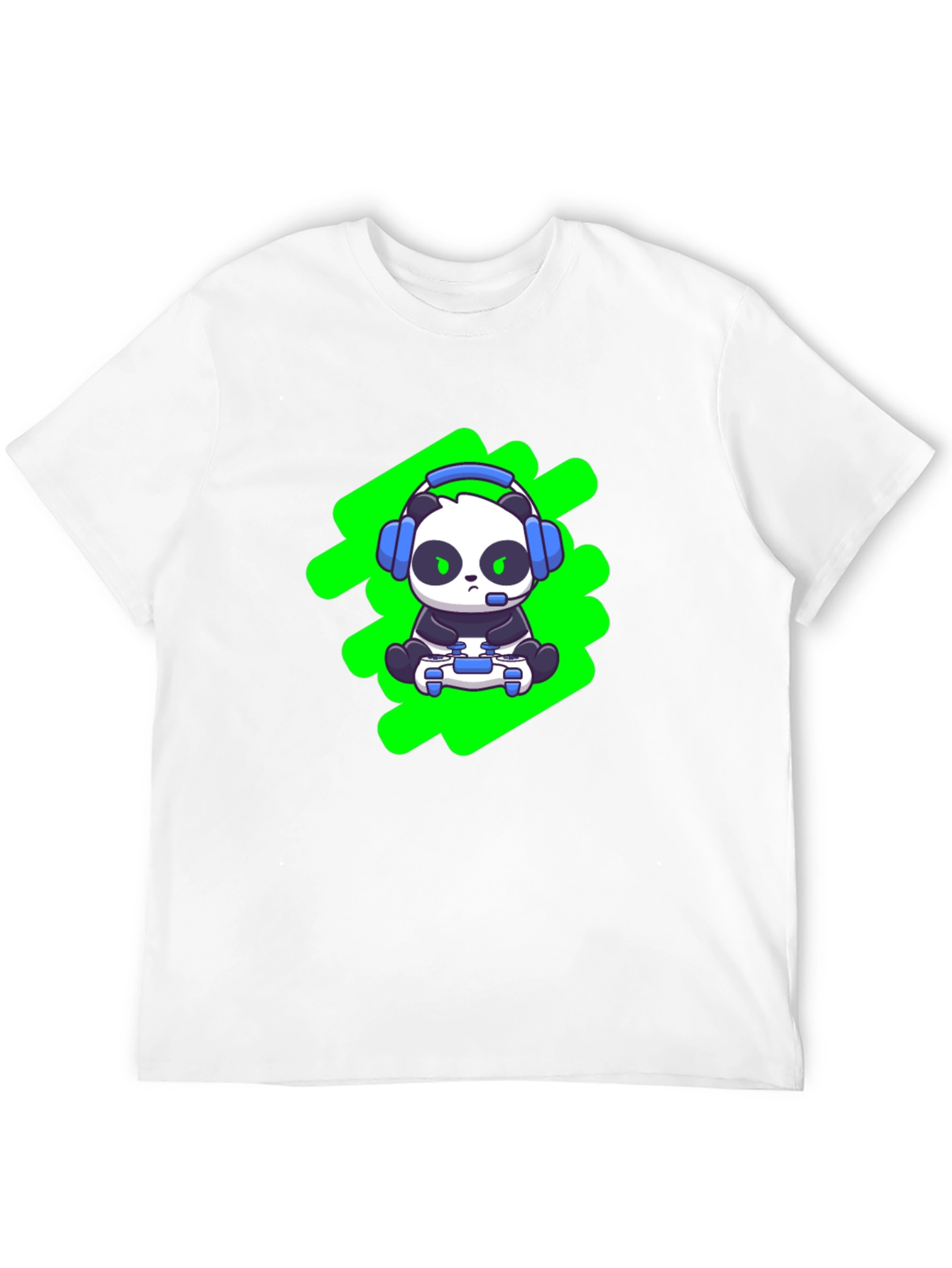 Gamer Panda T-Shirt - Black Cotton Blend
