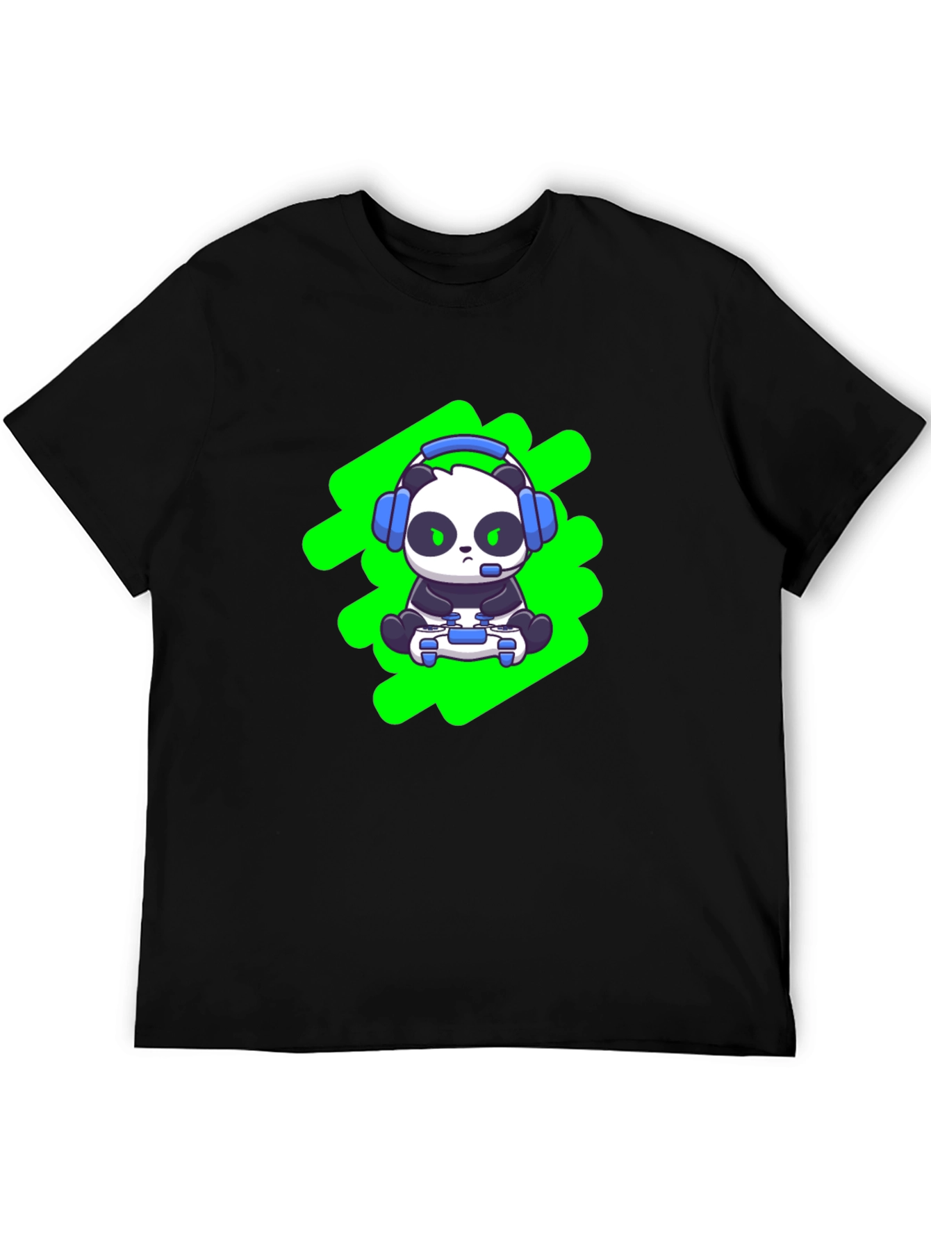 Gamer Panda T-Shirt - Black Cotton Blend