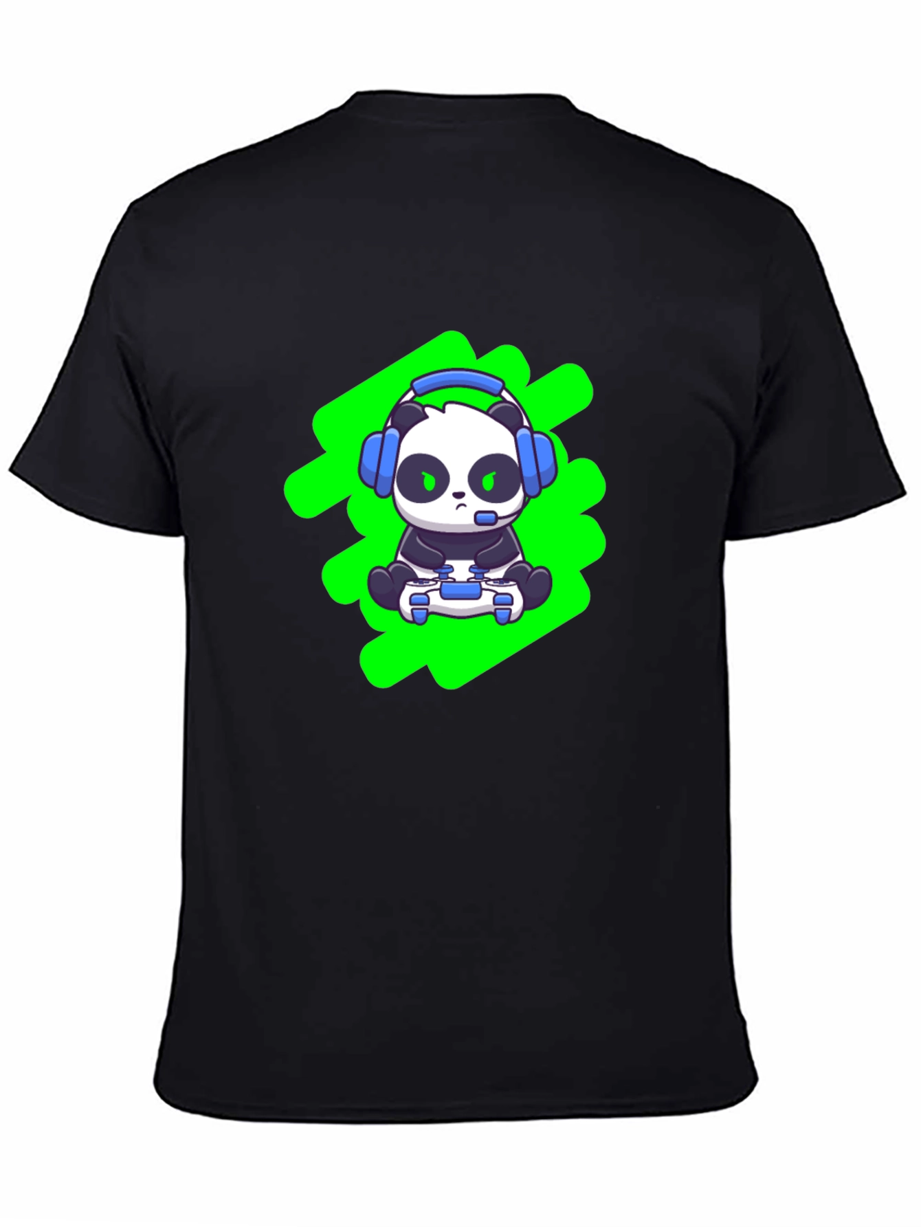 Gamer Panda T-Shirt - Black Cotton Blend