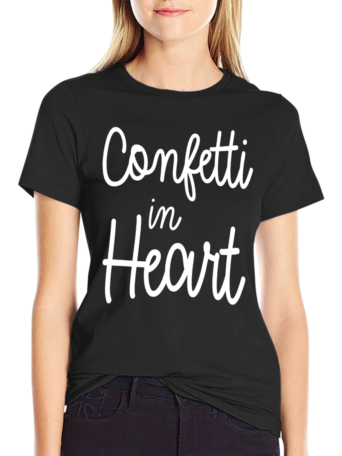 Confetti in Heart Black Graphic Tee