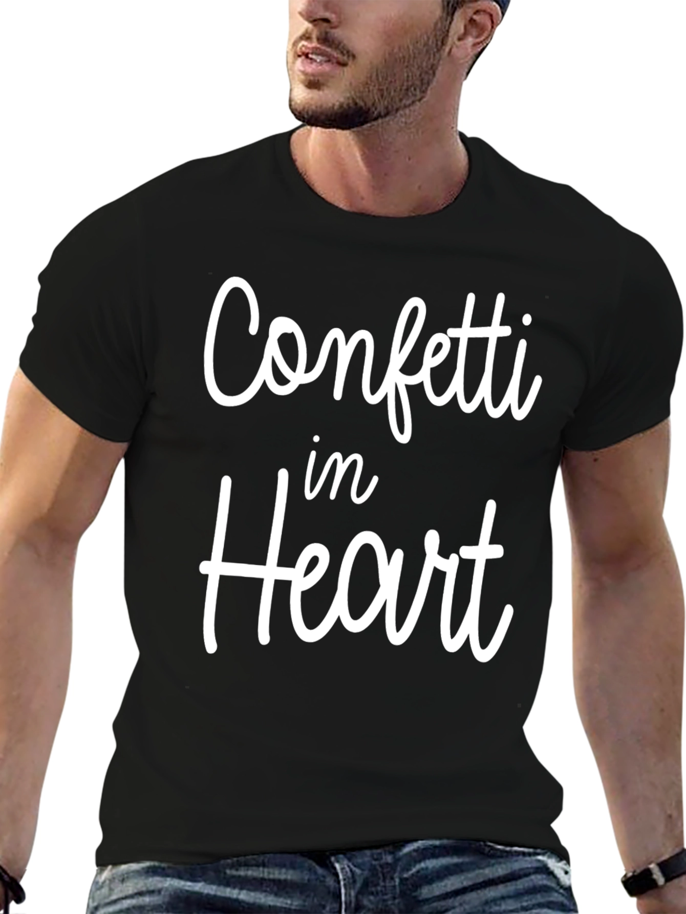 Confetti in Heart Black Graphic Tee