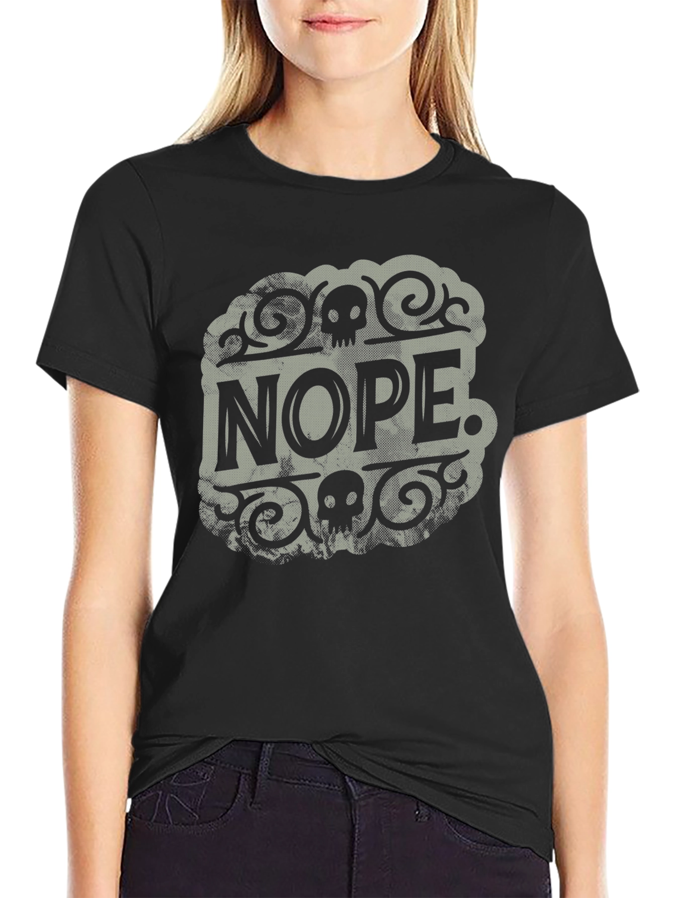 Nope Graphic Tee - Black Cotton T-Shirt