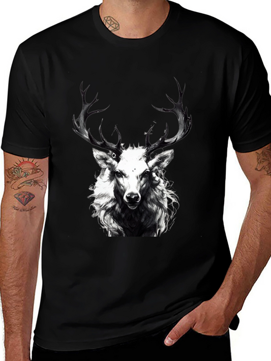Black Deer Graphic Tee - Mens Short Sleeve Shirt