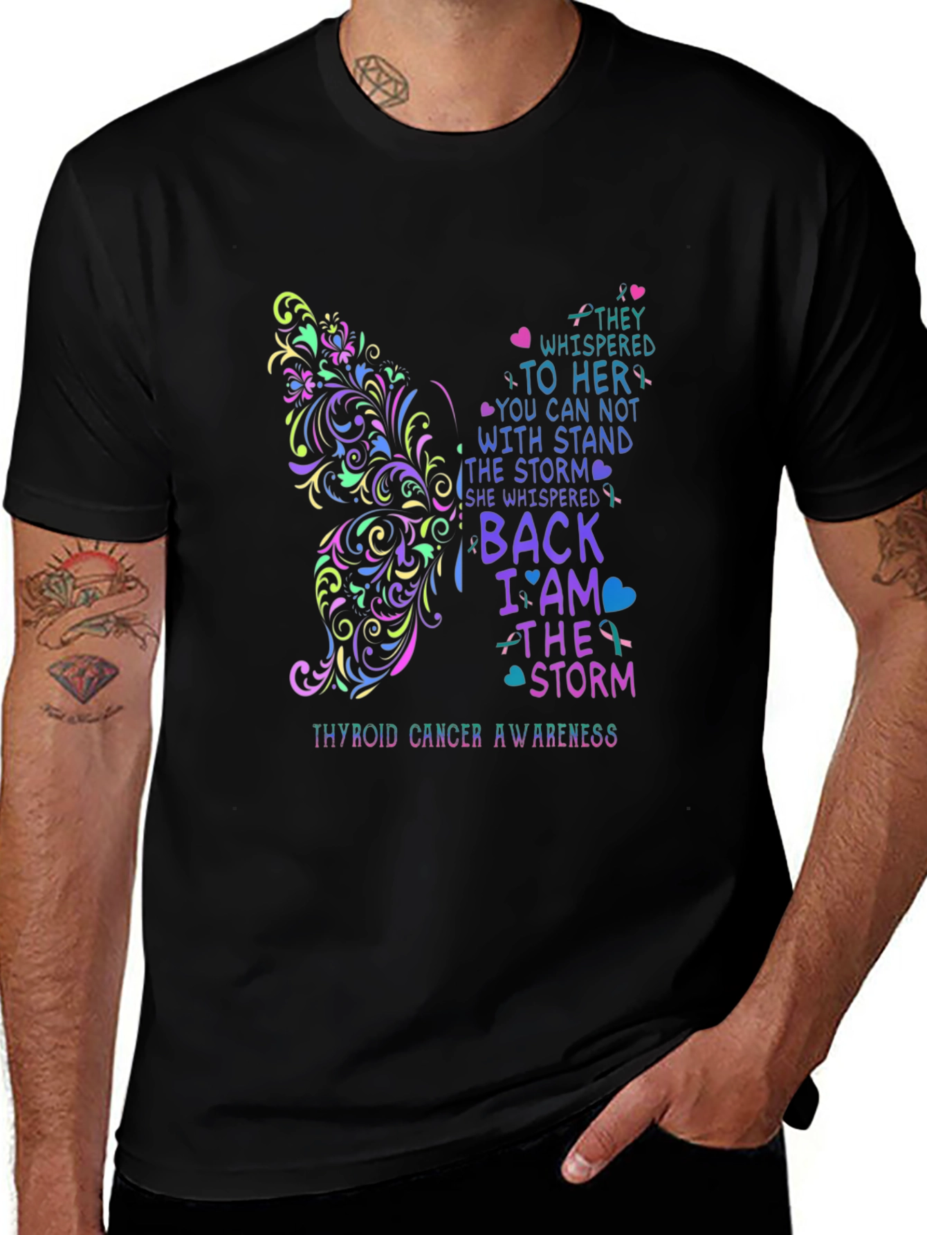 Thyroid Cancer Awareness Butterfly Graphic Tee