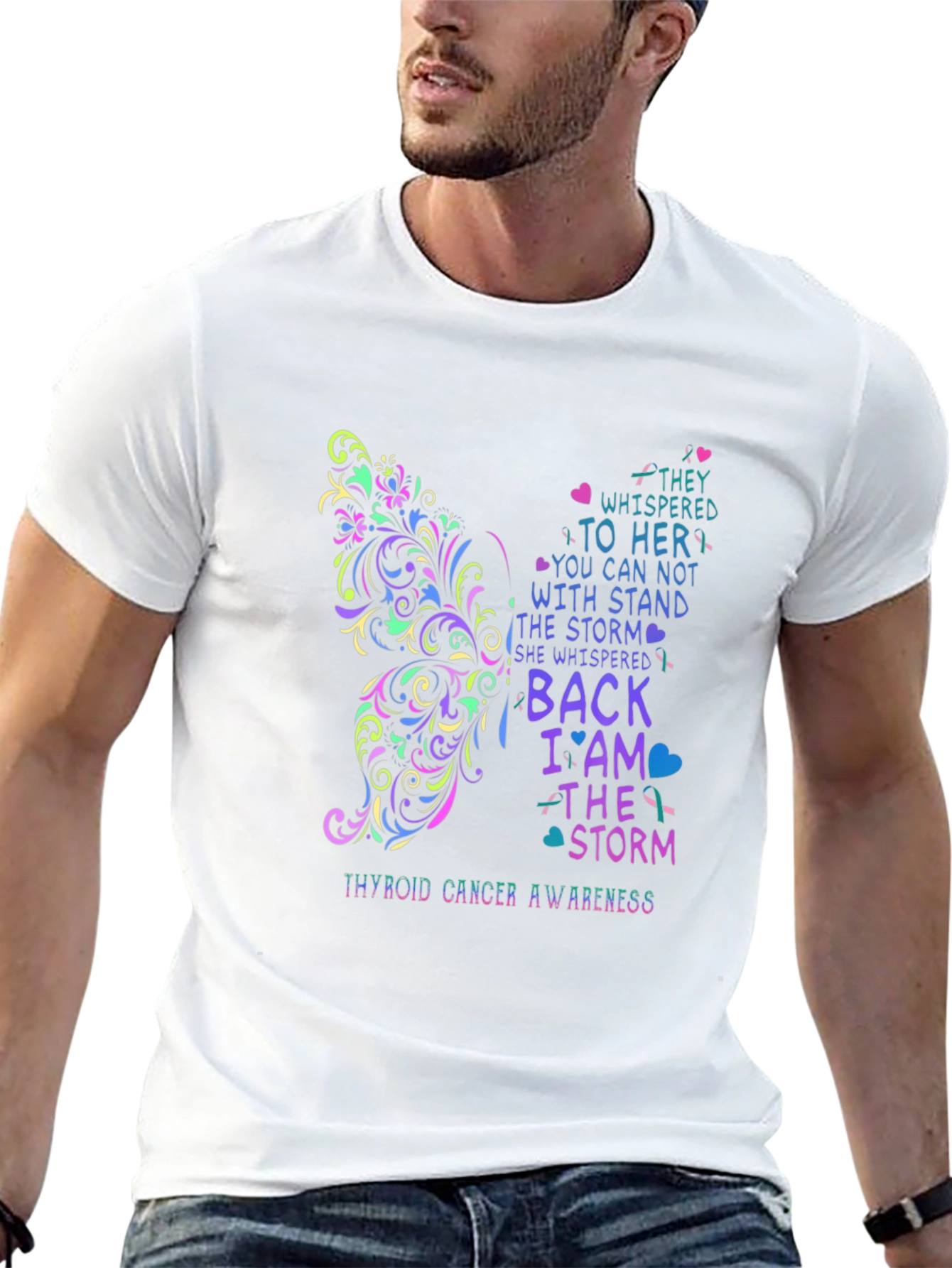 Thyroid Cancer Awareness Butterfly Graphic Tee