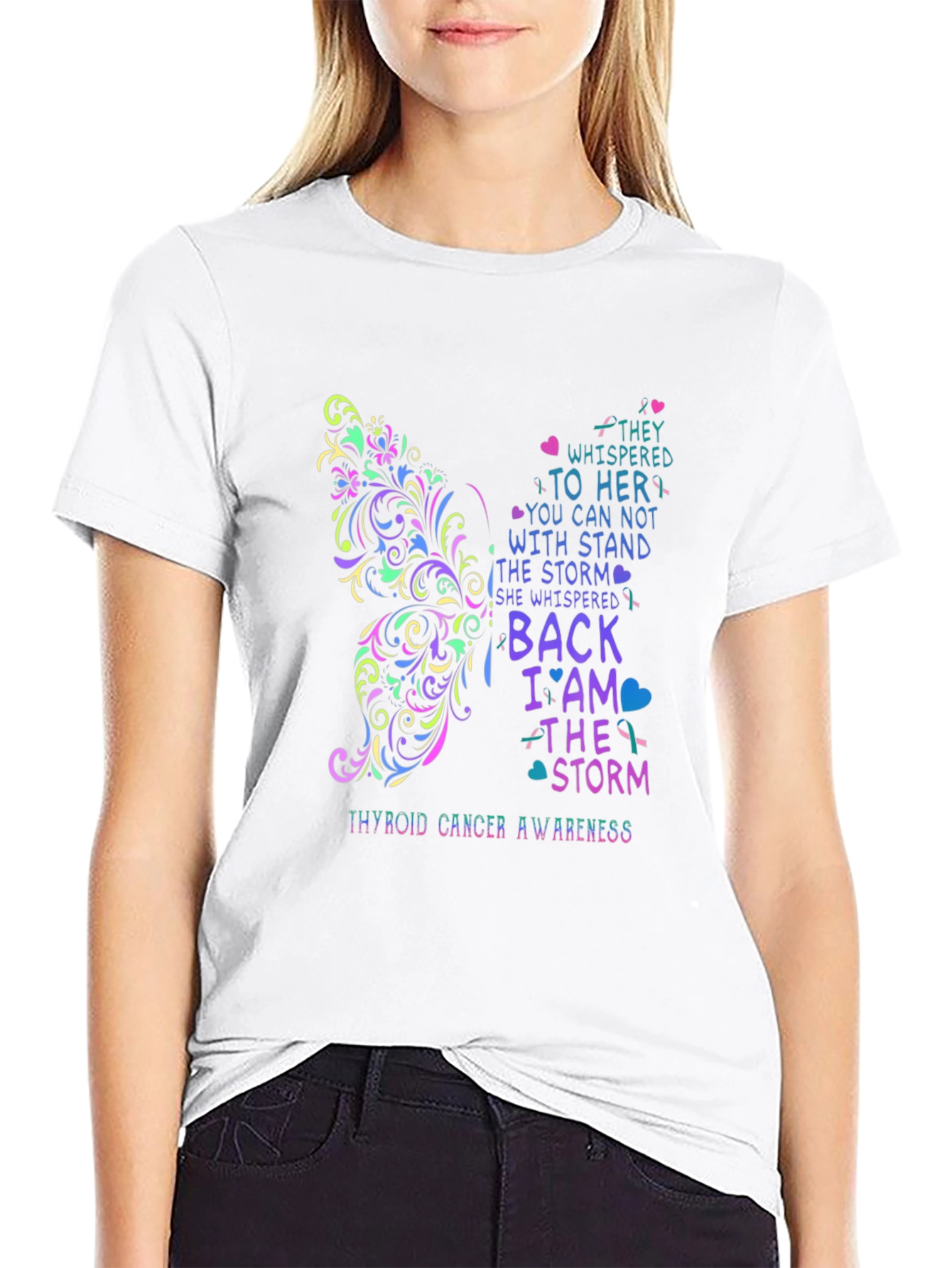 Thyroid Cancer Awareness Butterfly Graphic Tee