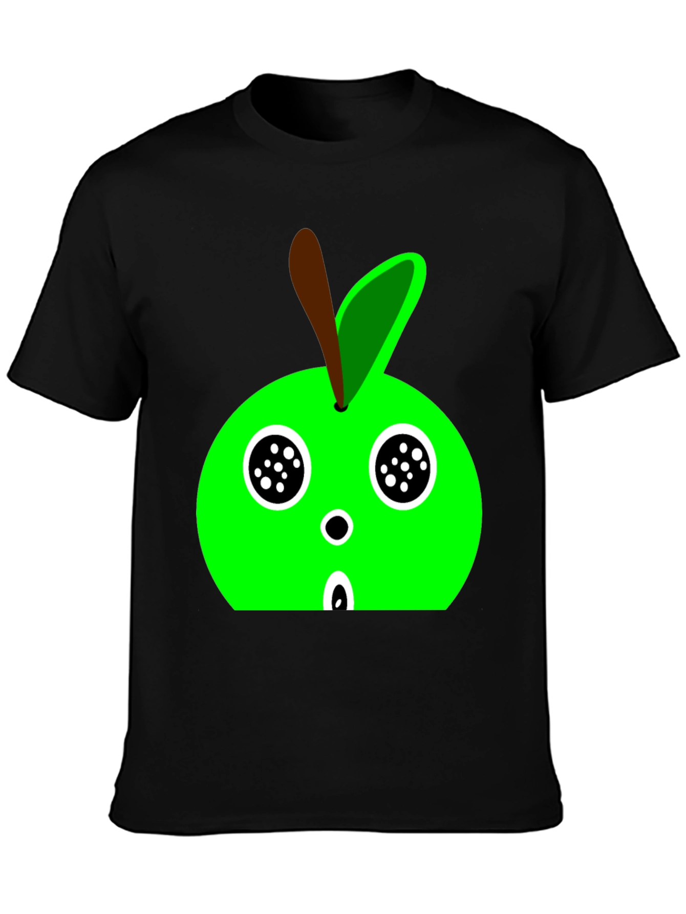 Cartoon Apple Graphic Tee - Black
