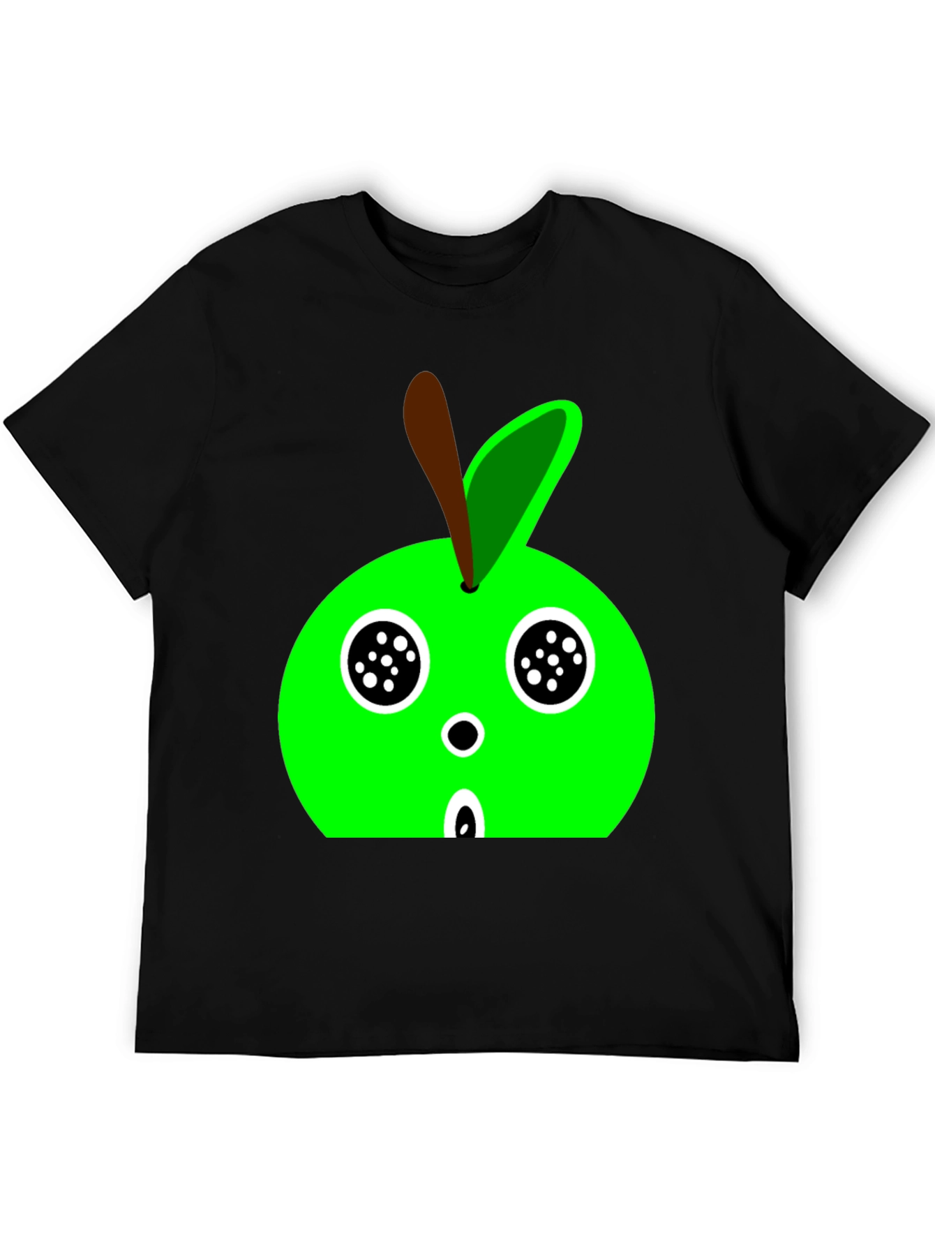 Cartoon Apple Graphic Tee - Black