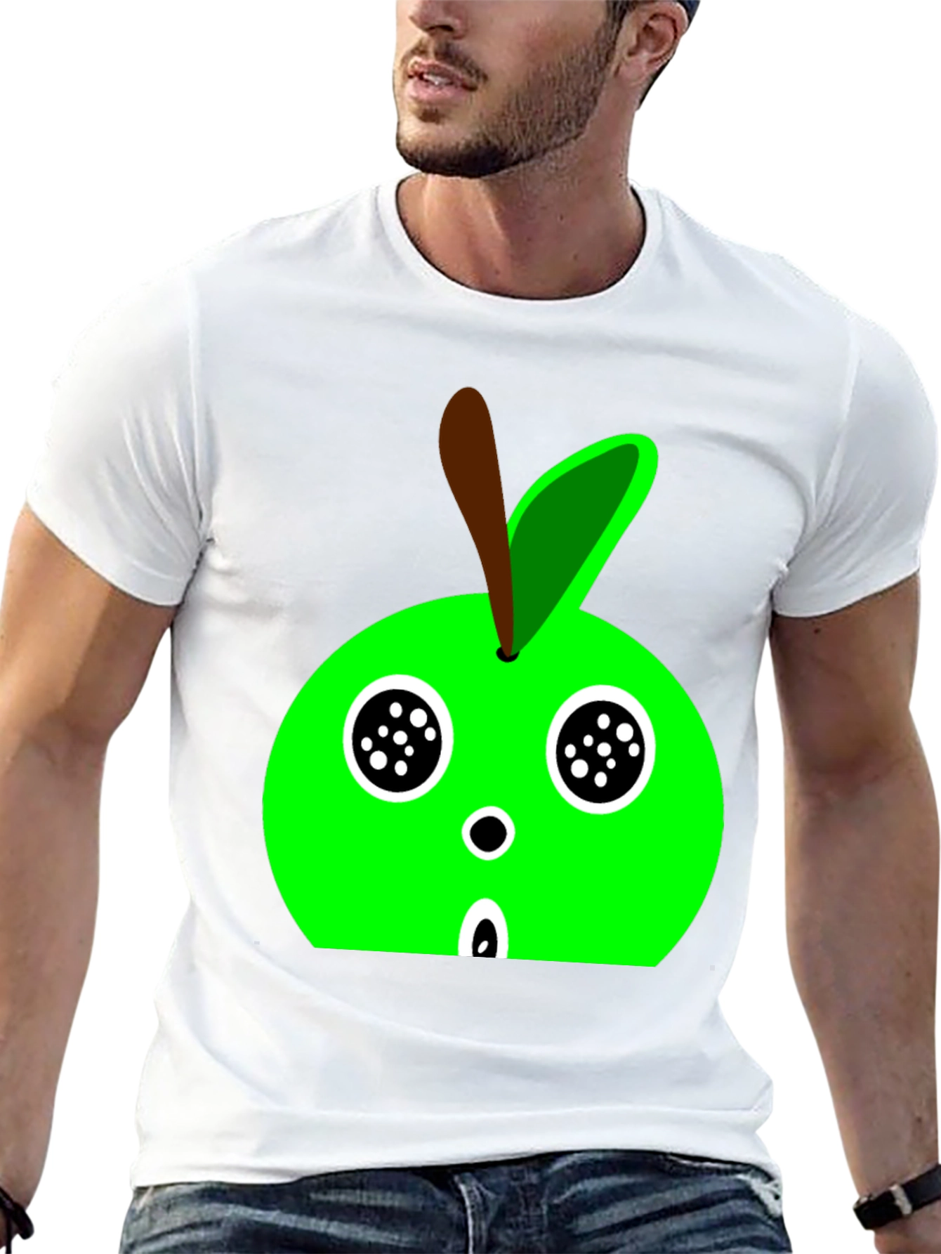 Cartoon Apple Graphic Tee - Black