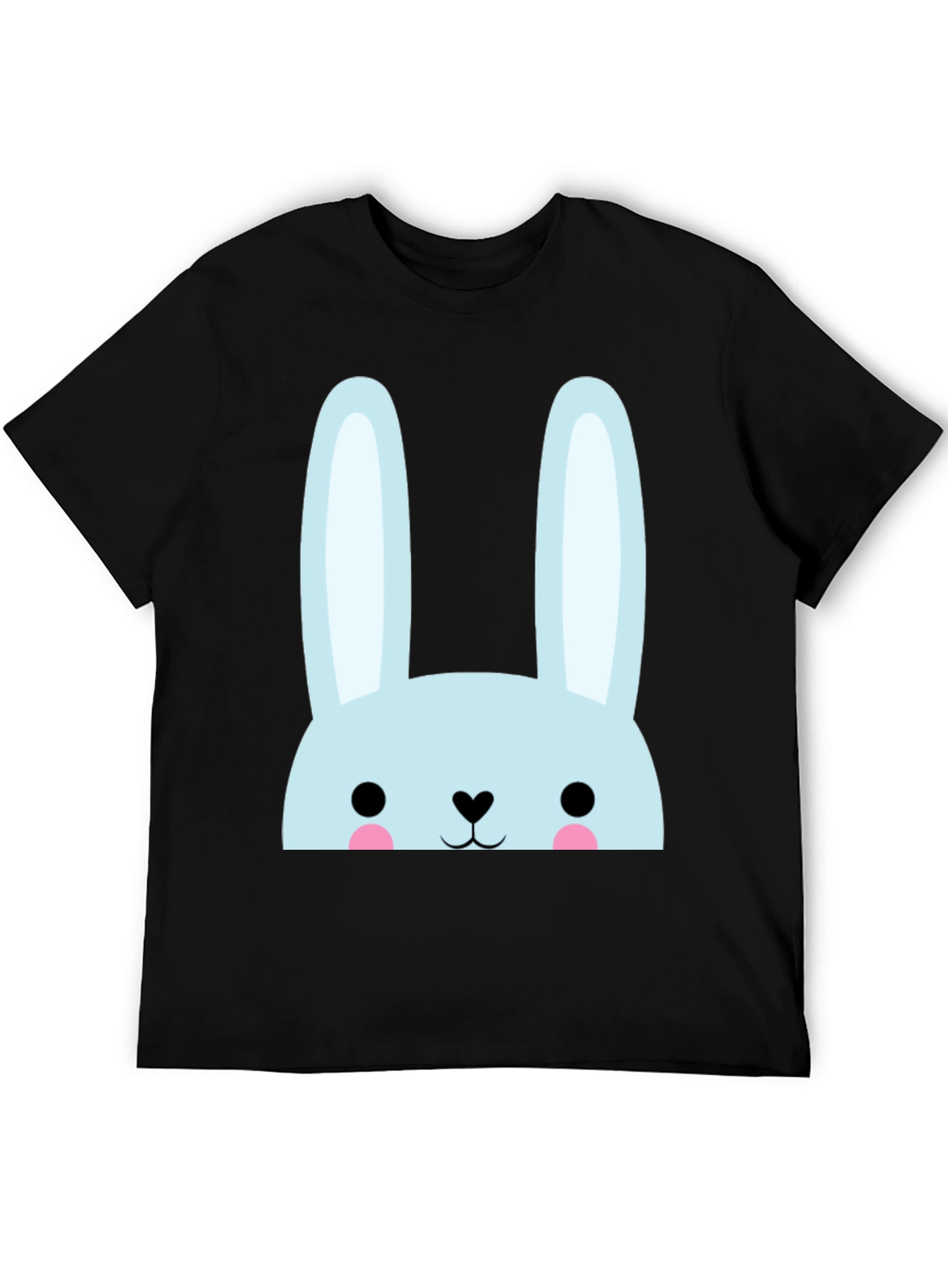 Cute Bunny Graphic Tee - Black Cotton Comfort