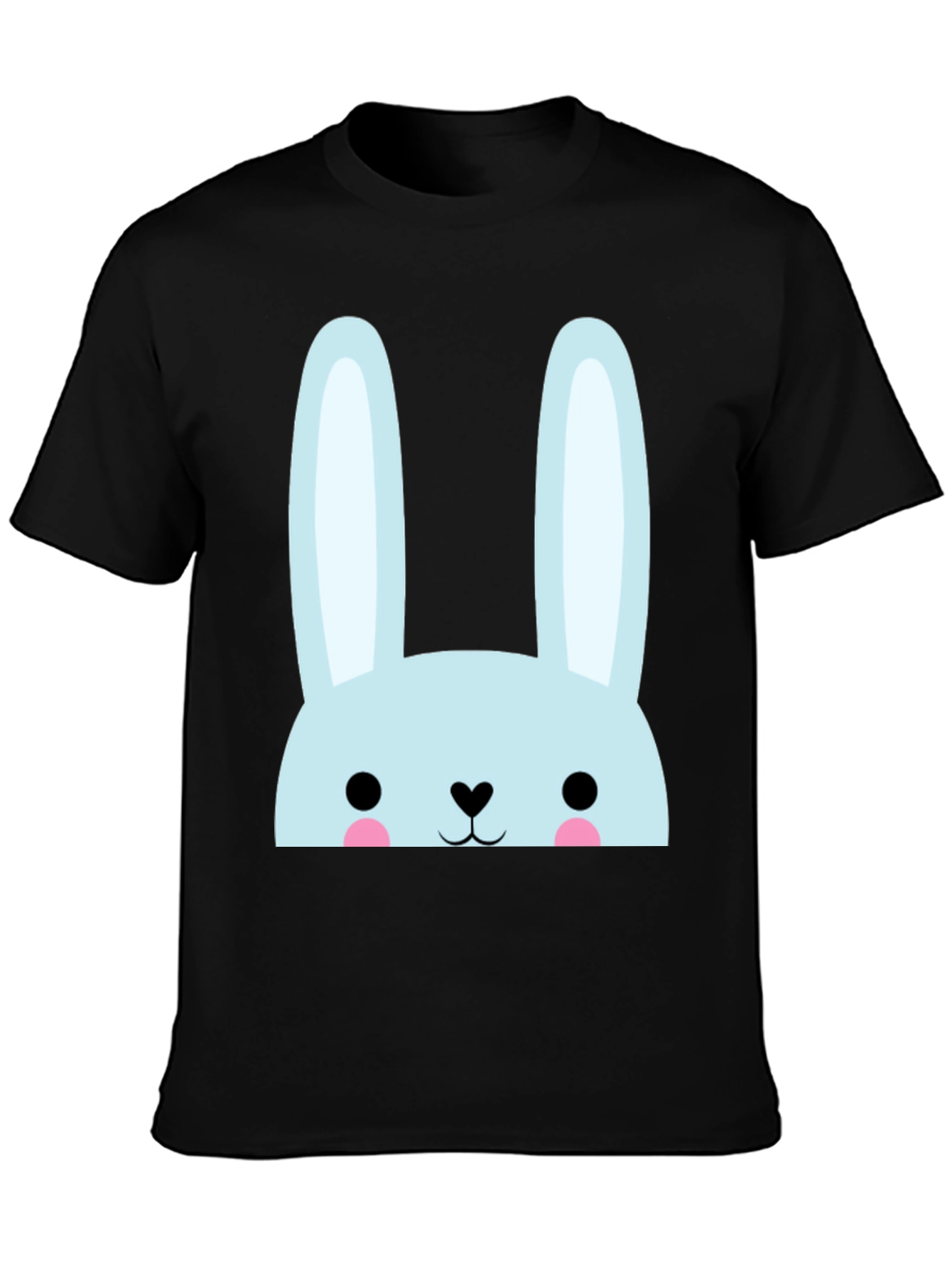 Cute Bunny Graphic Tee - Black Cotton Comfort