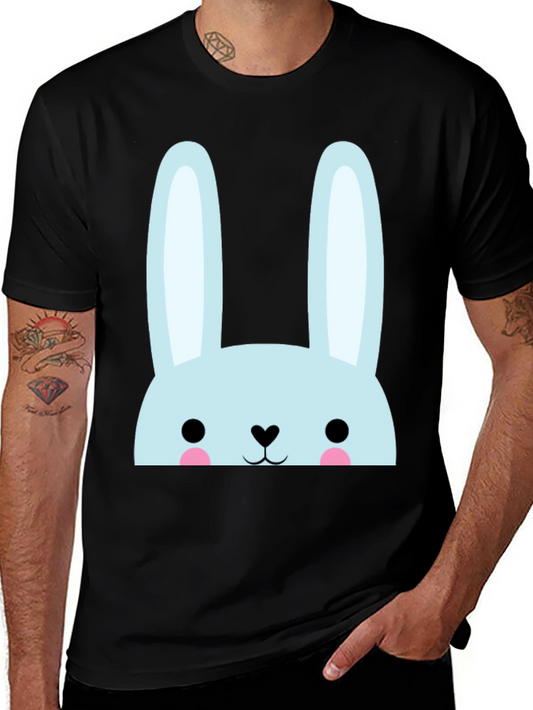 Cute Bunny Graphic Tee - Black Cotton Comfort