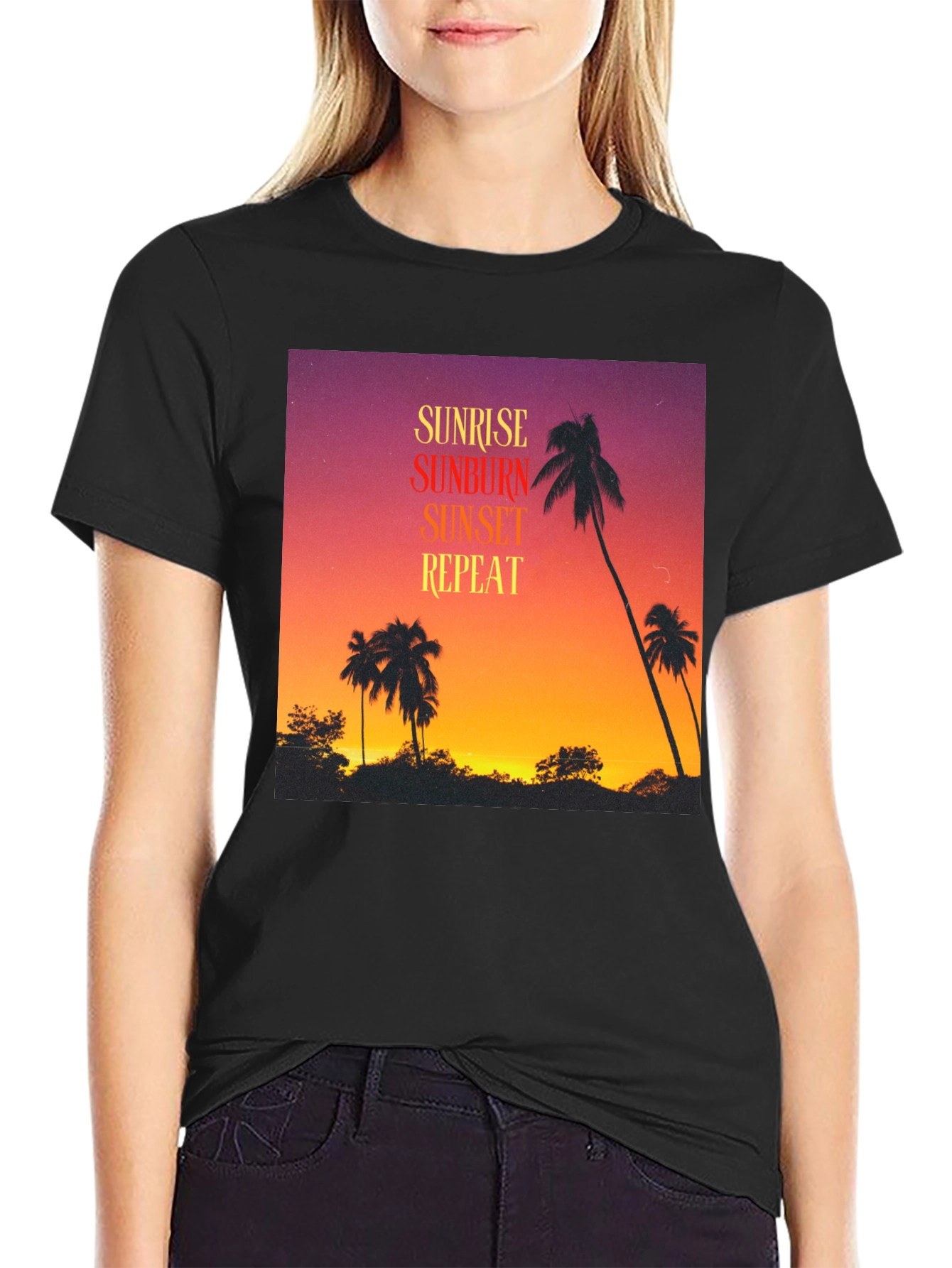 Sunrise Sunburn Sunset Repeat Graphic Tee