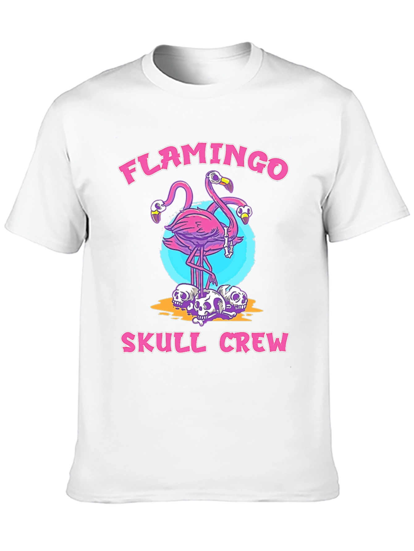 Flamingo Skull Crew Black Graphic T-Shirt