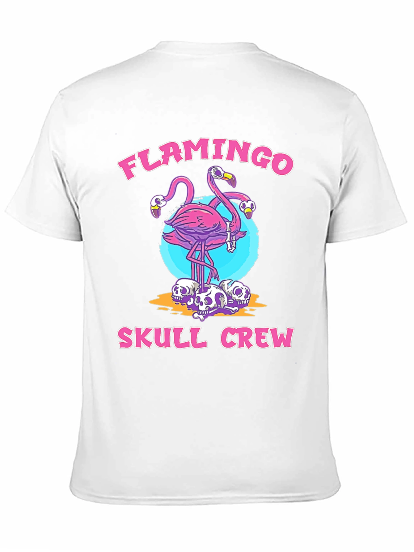Flamingo Skull Crew Black Graphic T-Shirt