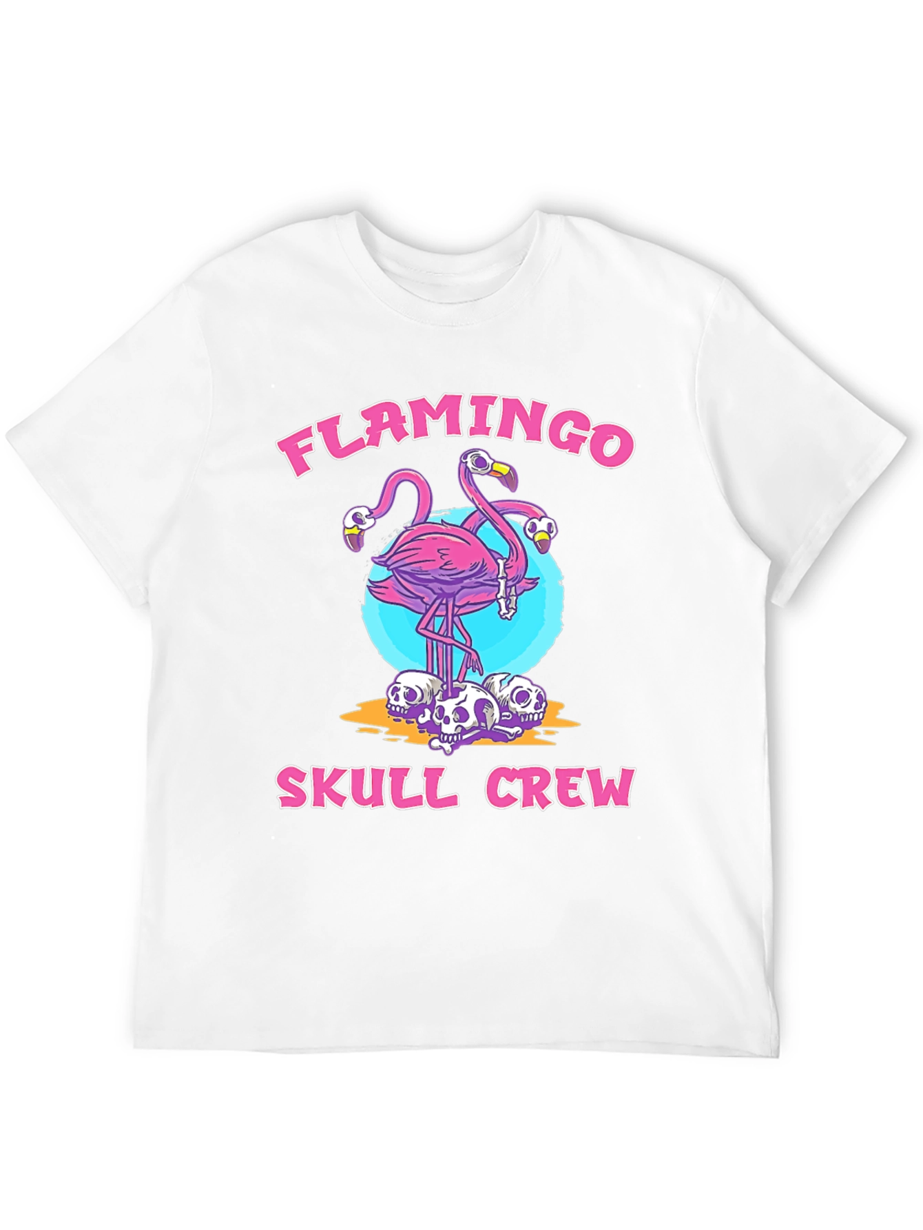 Flamingo Skull Crew Black Graphic T-Shirt