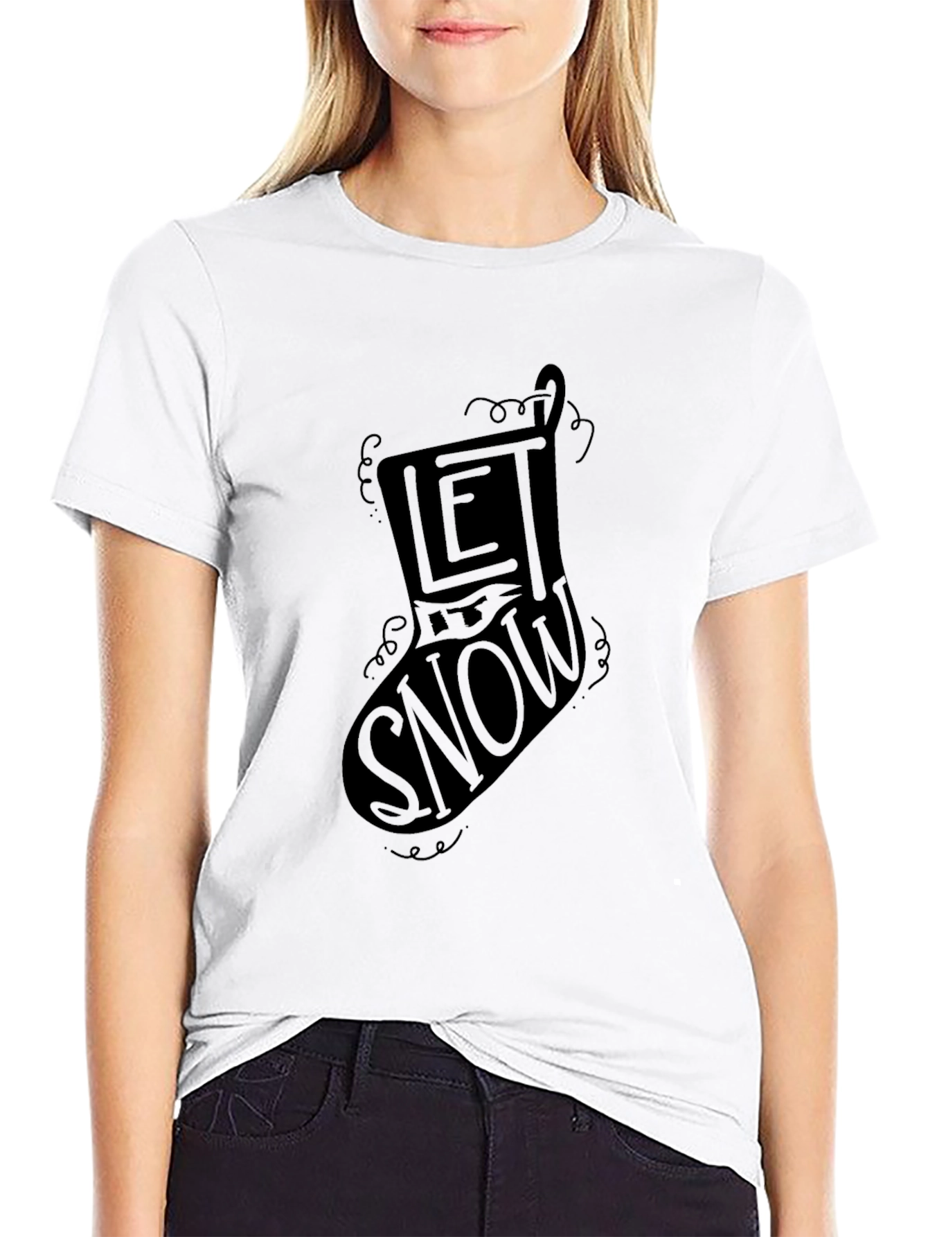 Let It Snow Christmas Stocking Graphic Tee - Unisex