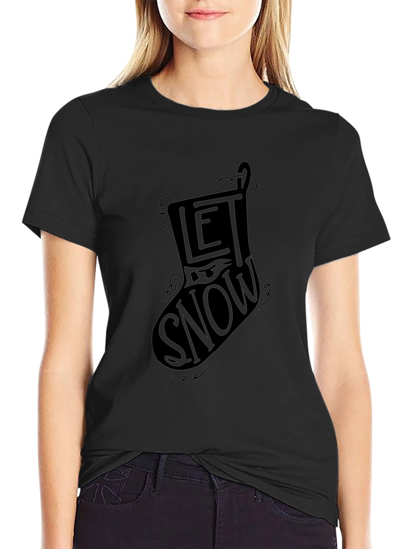 Let It Snow Christmas Stocking Graphic Tee - Unisex