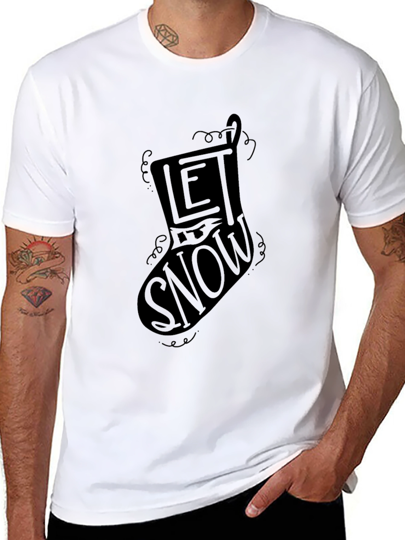 Let It Snow Christmas Stocking Graphic Tee - Unisex