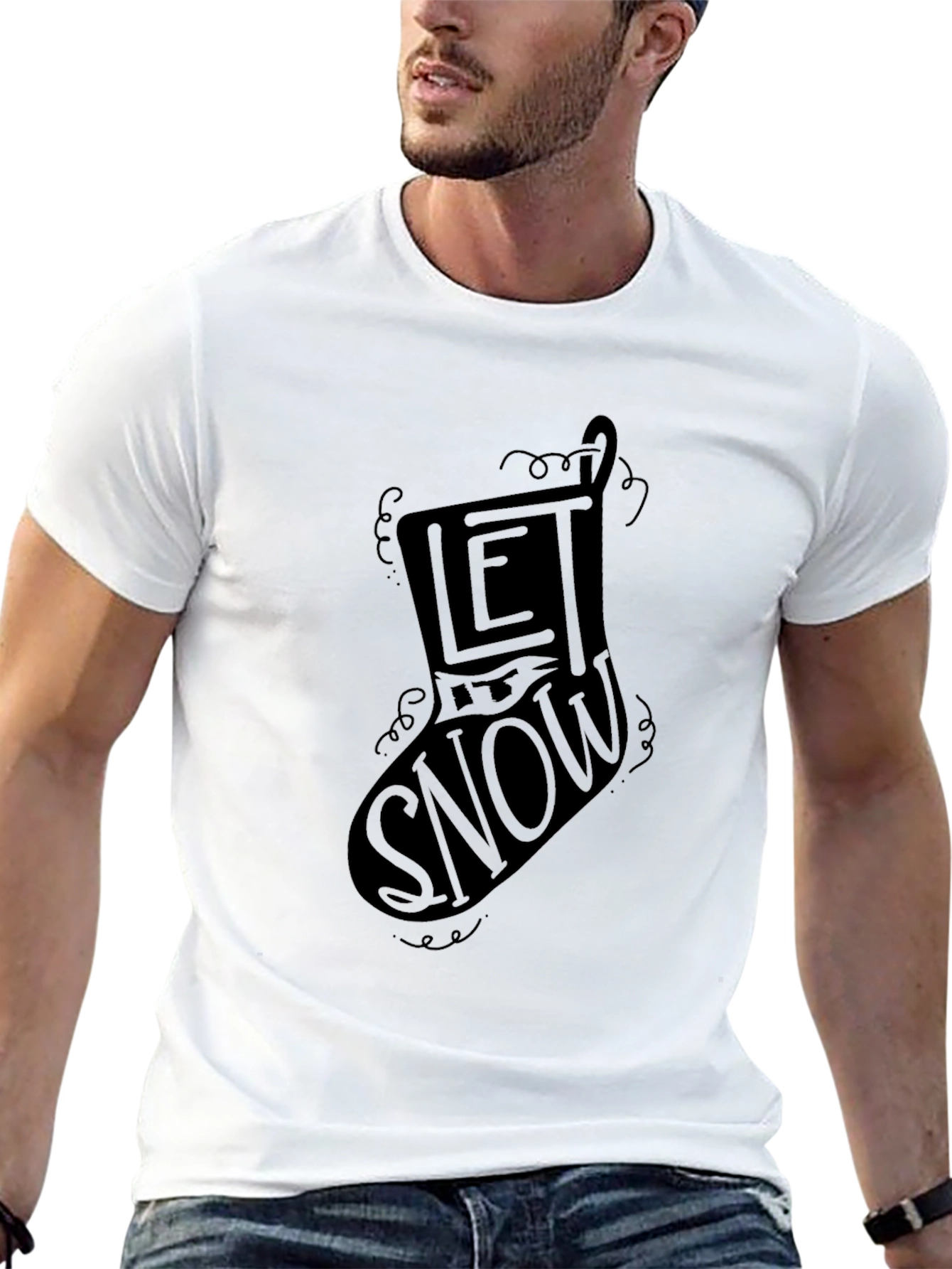 Let It Snow Christmas Stocking Graphic Tee - Unisex