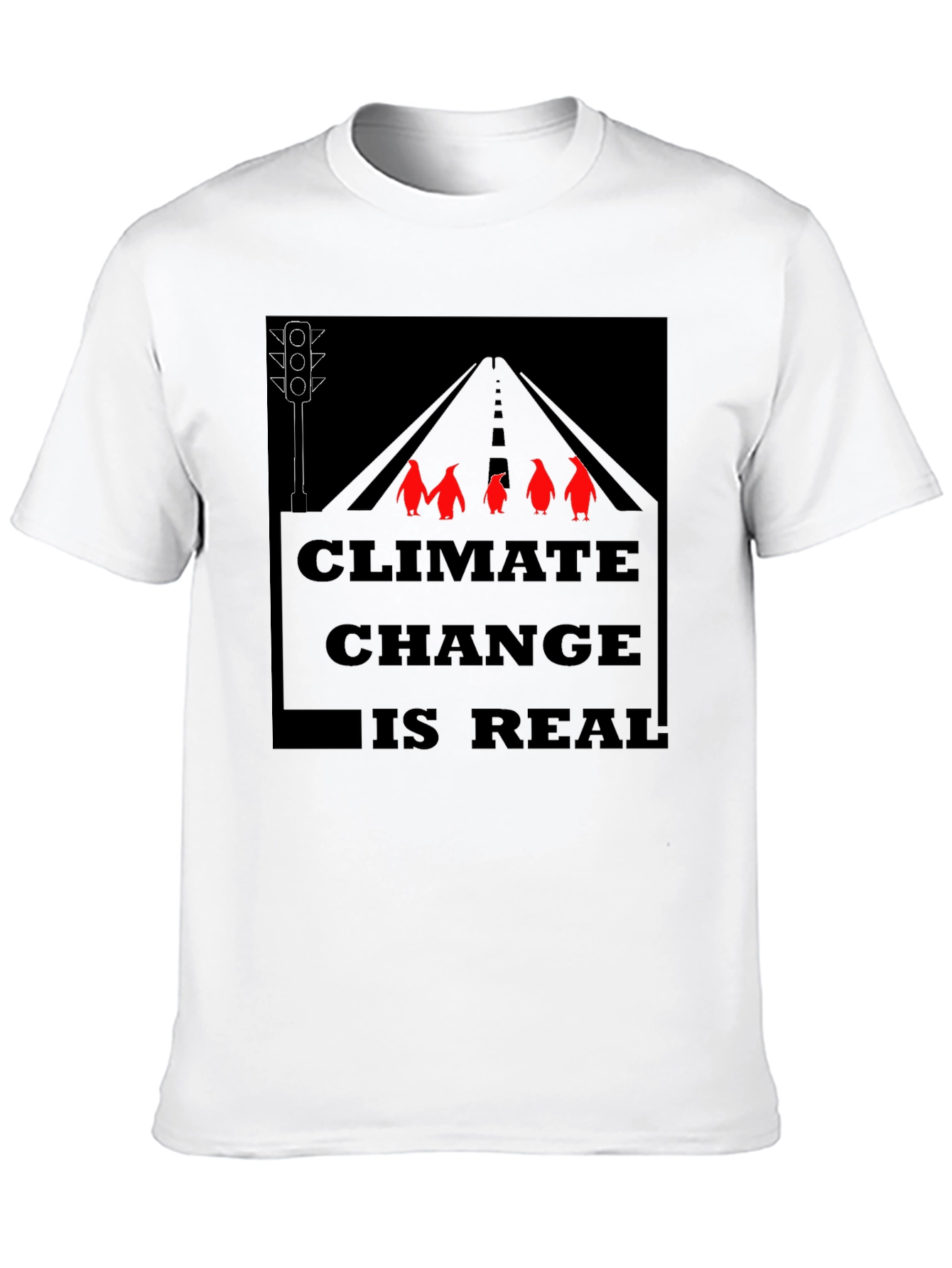 Climate Change Penguins Black T-Shirt