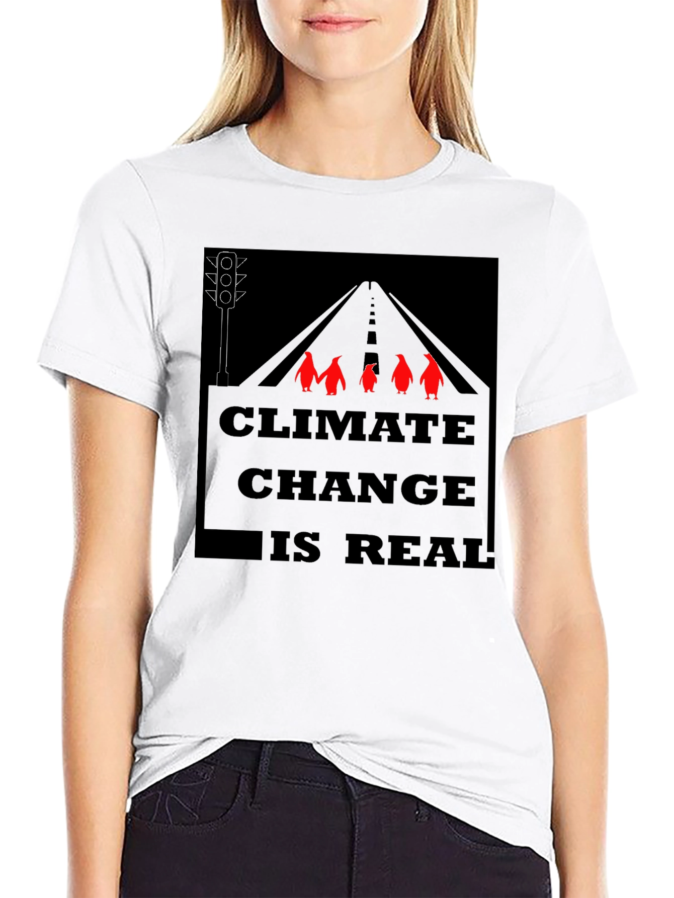 Climate Change Penguins Black T-Shirt