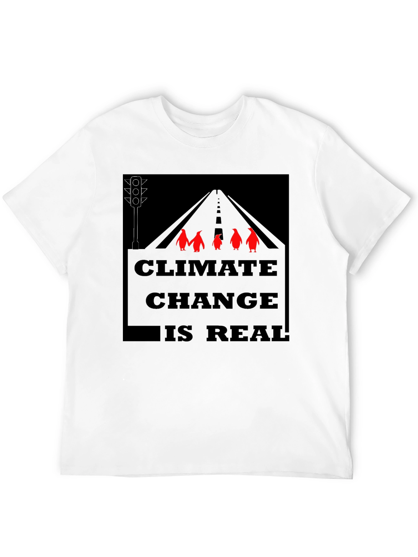 Climate Change Penguins Black T-Shirt