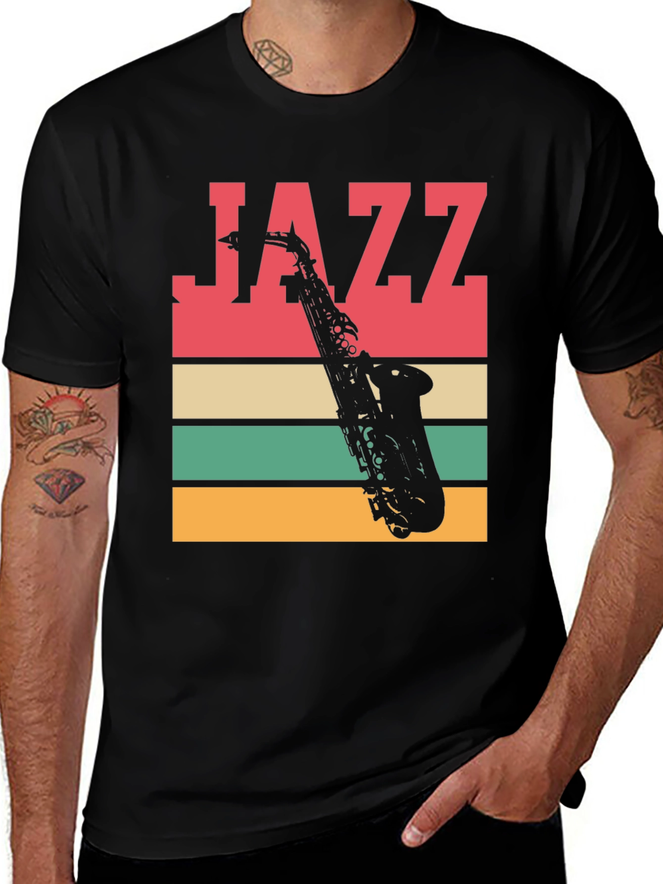 Jazz Saxophone Graphic Tee - Retro Style T-Shirt
