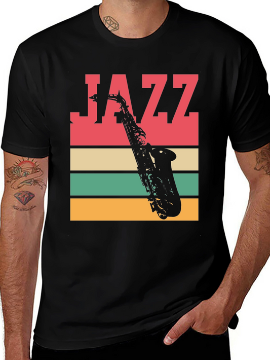 Jazz Saxophone Graphic Tee - Retro Style T-Shirt