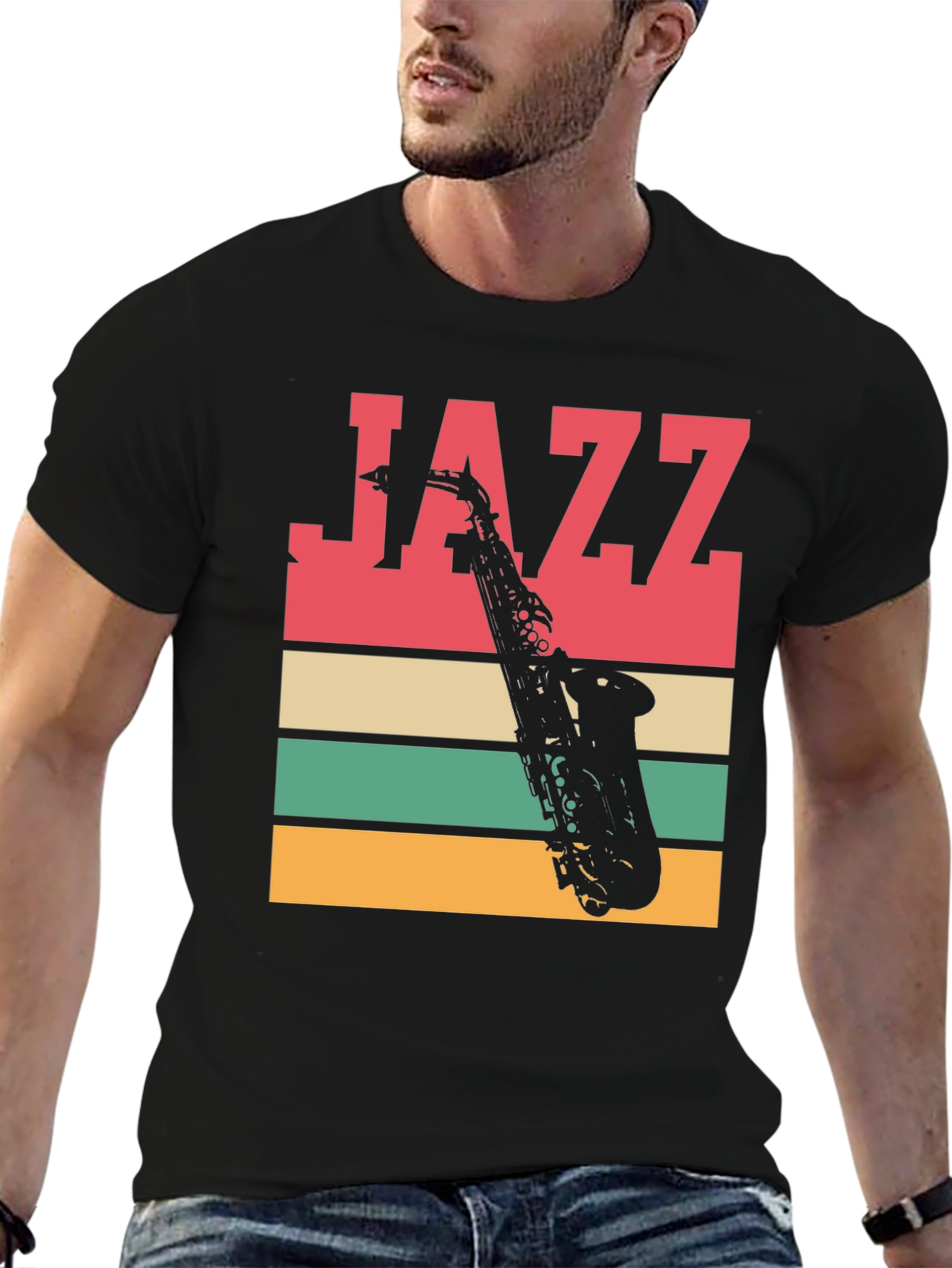 Jazz Saxophone Graphic Tee - Retro Style T-Shirt