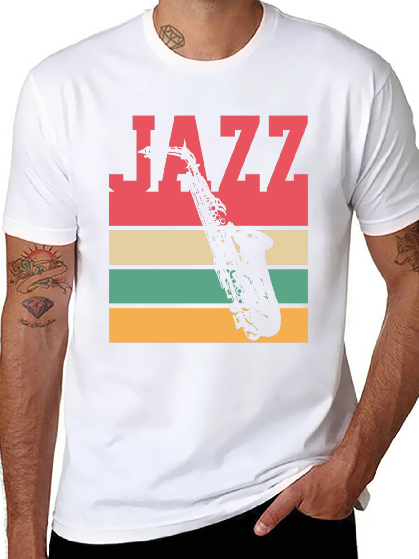 Jazz Saxophone Graphic Tee - Retro Style T-Shirt