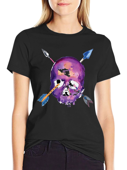 Skull Arrows T-Shirt - Unique Watercolor Style