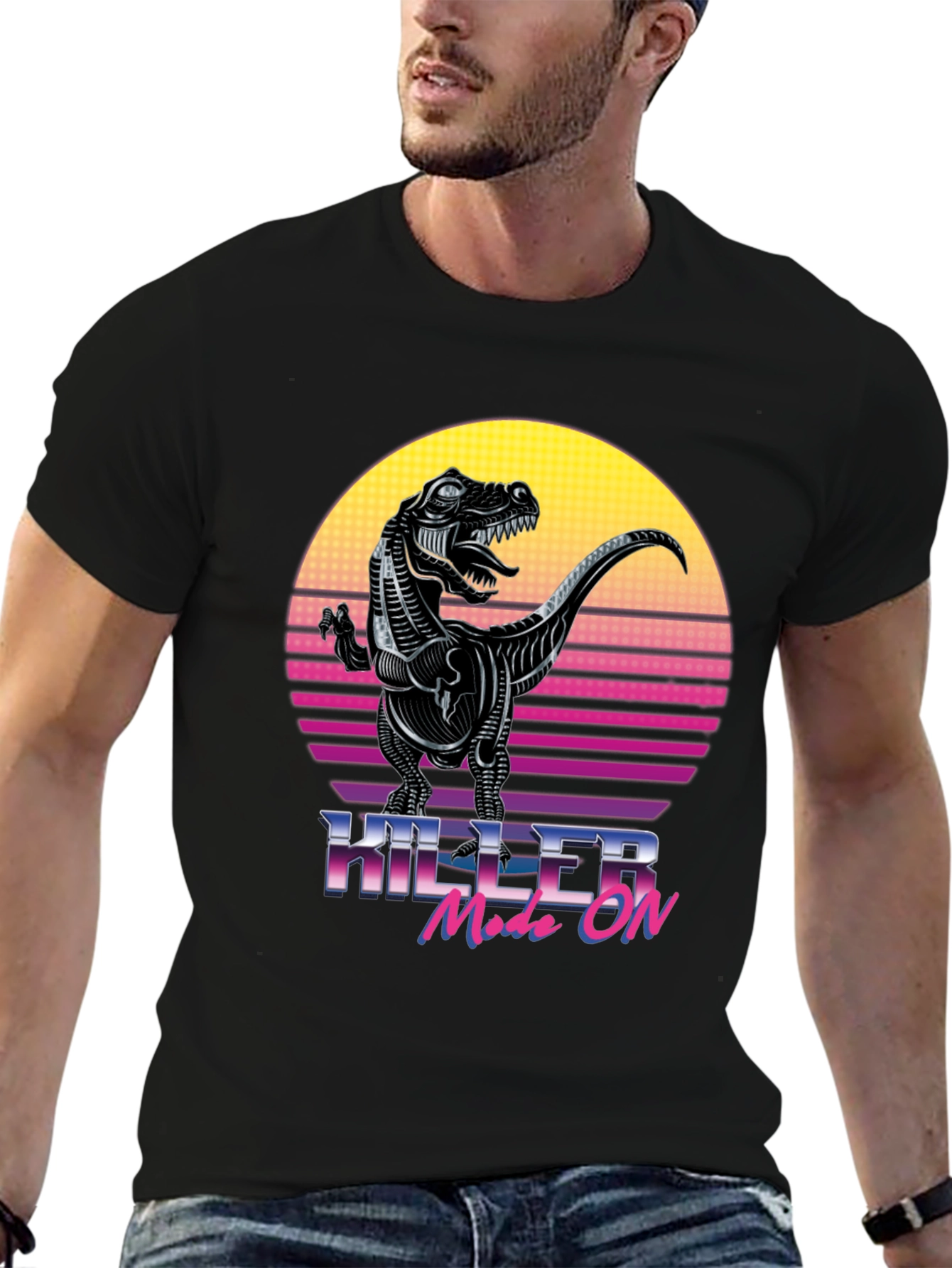 Killer Mode On T-Rex Retro Graphic T-Shirt