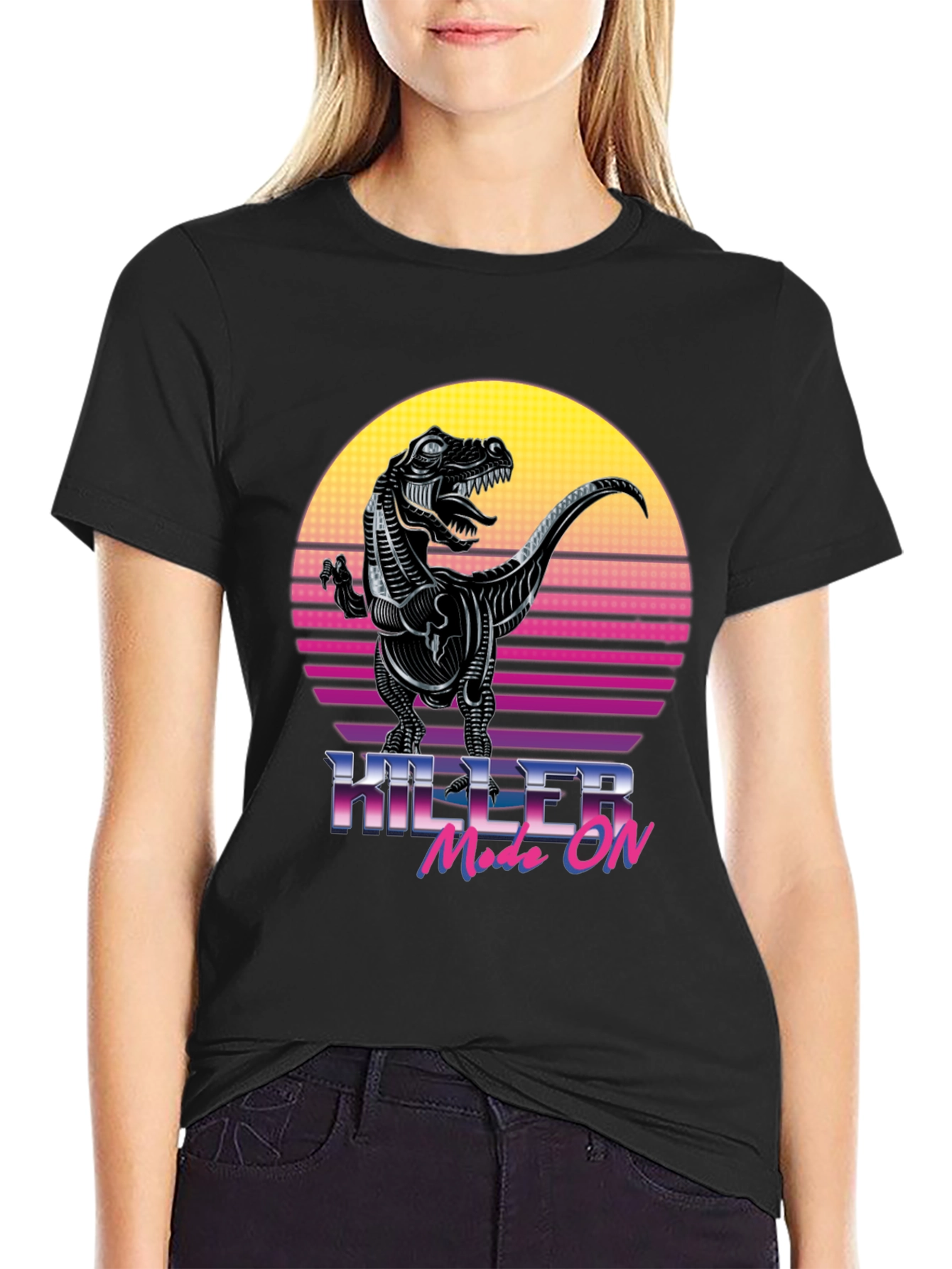 Killer Mode On T-Rex Retro Graphic T-Shirt
