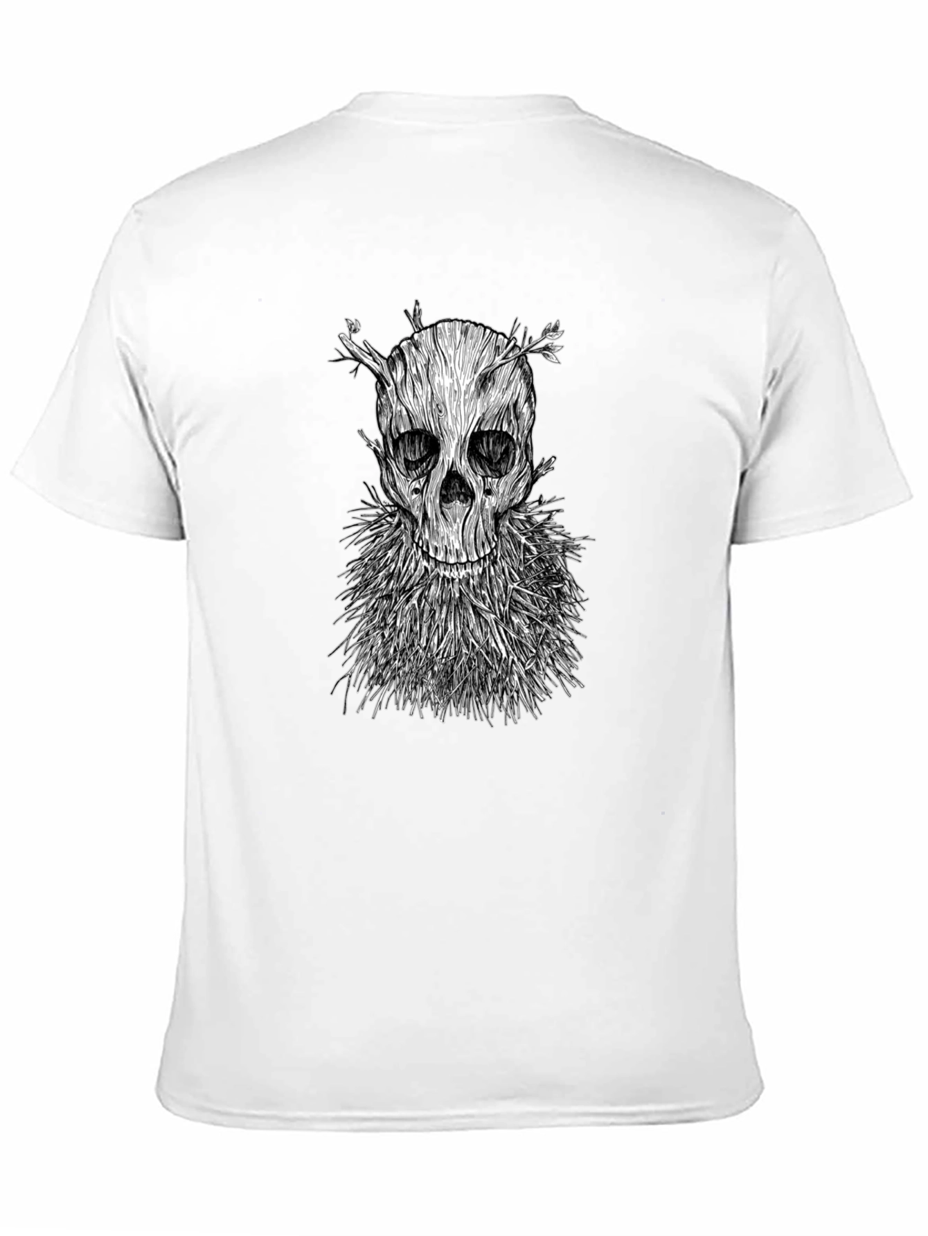 Wood Skull Graphic T-Shirt - Black