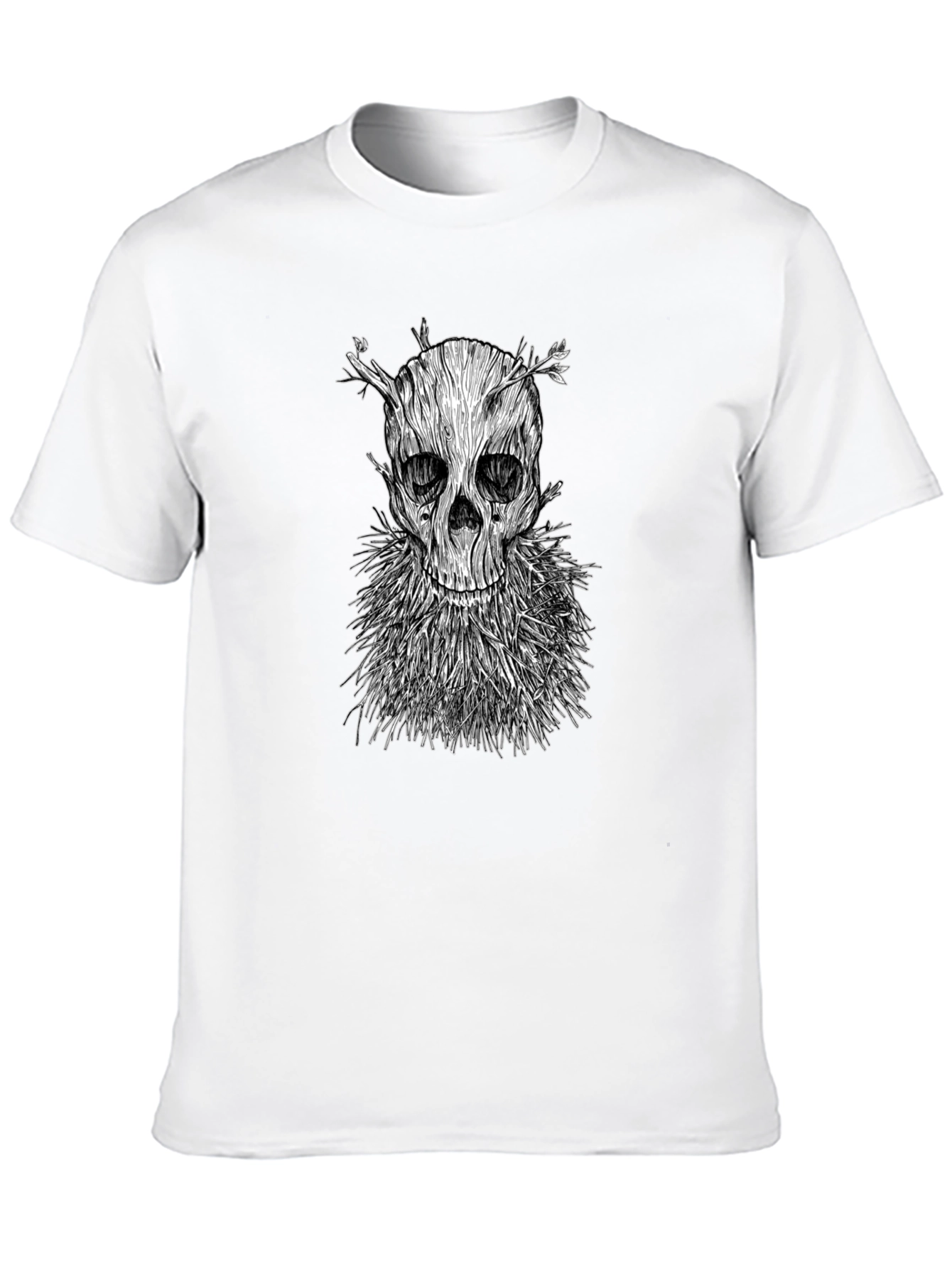Wood Skull Graphic T-Shirt - Black