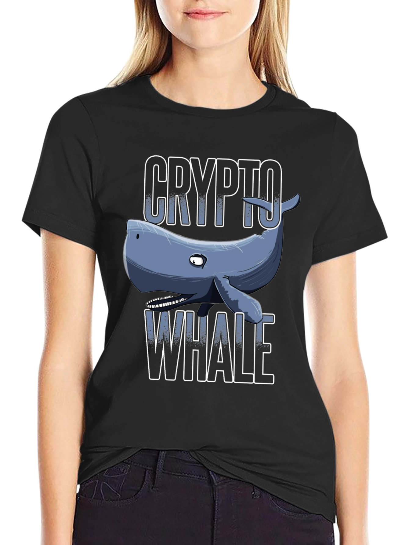 Crypto Whale Graphic Tee - Black Cotton T-Shirt