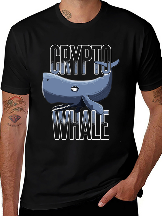 Crypto Whale Graphic Tee - Black Cotton T-Shirt