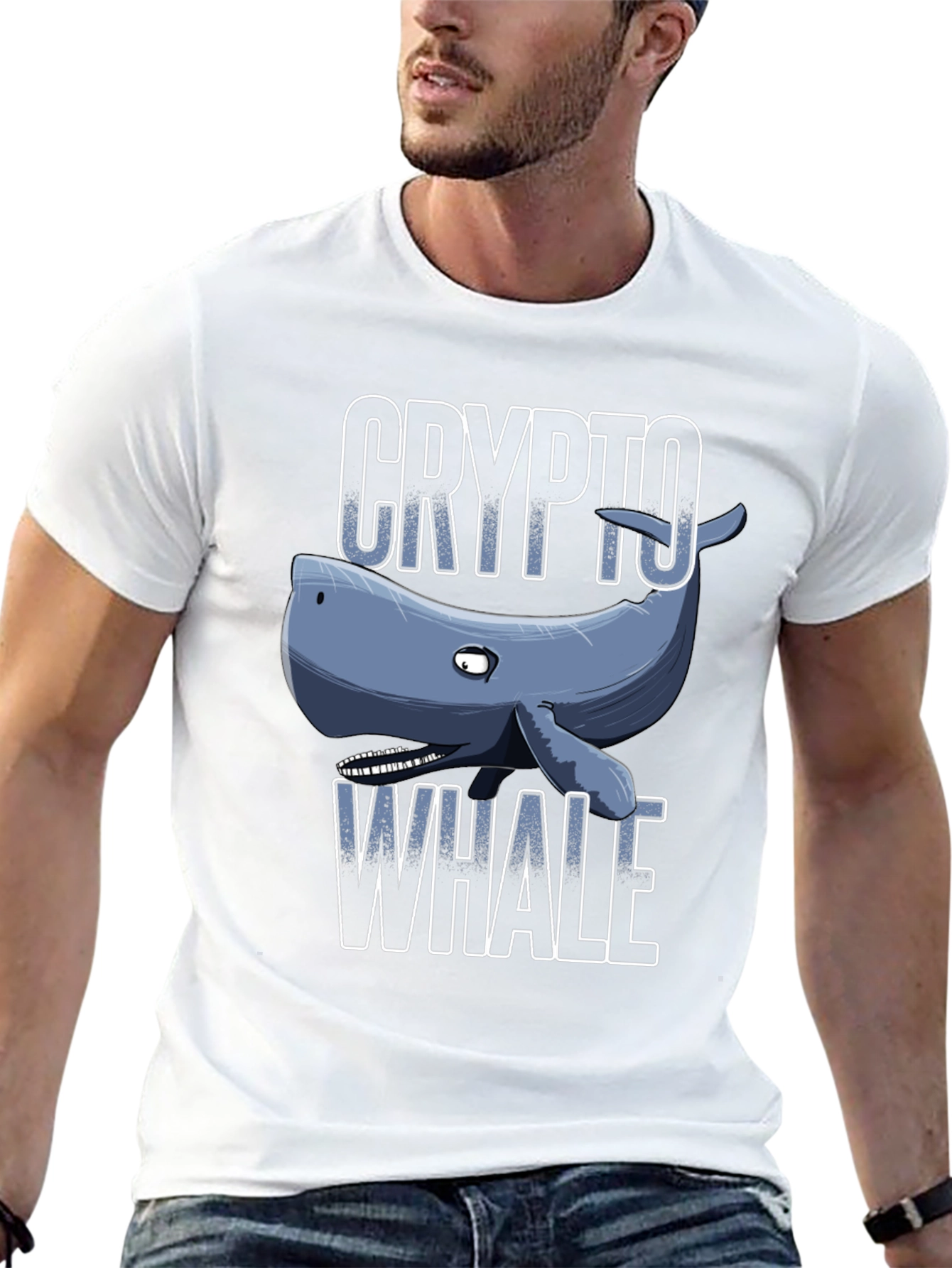 Crypto Whale Graphic Tee - Black Cotton T-Shirt