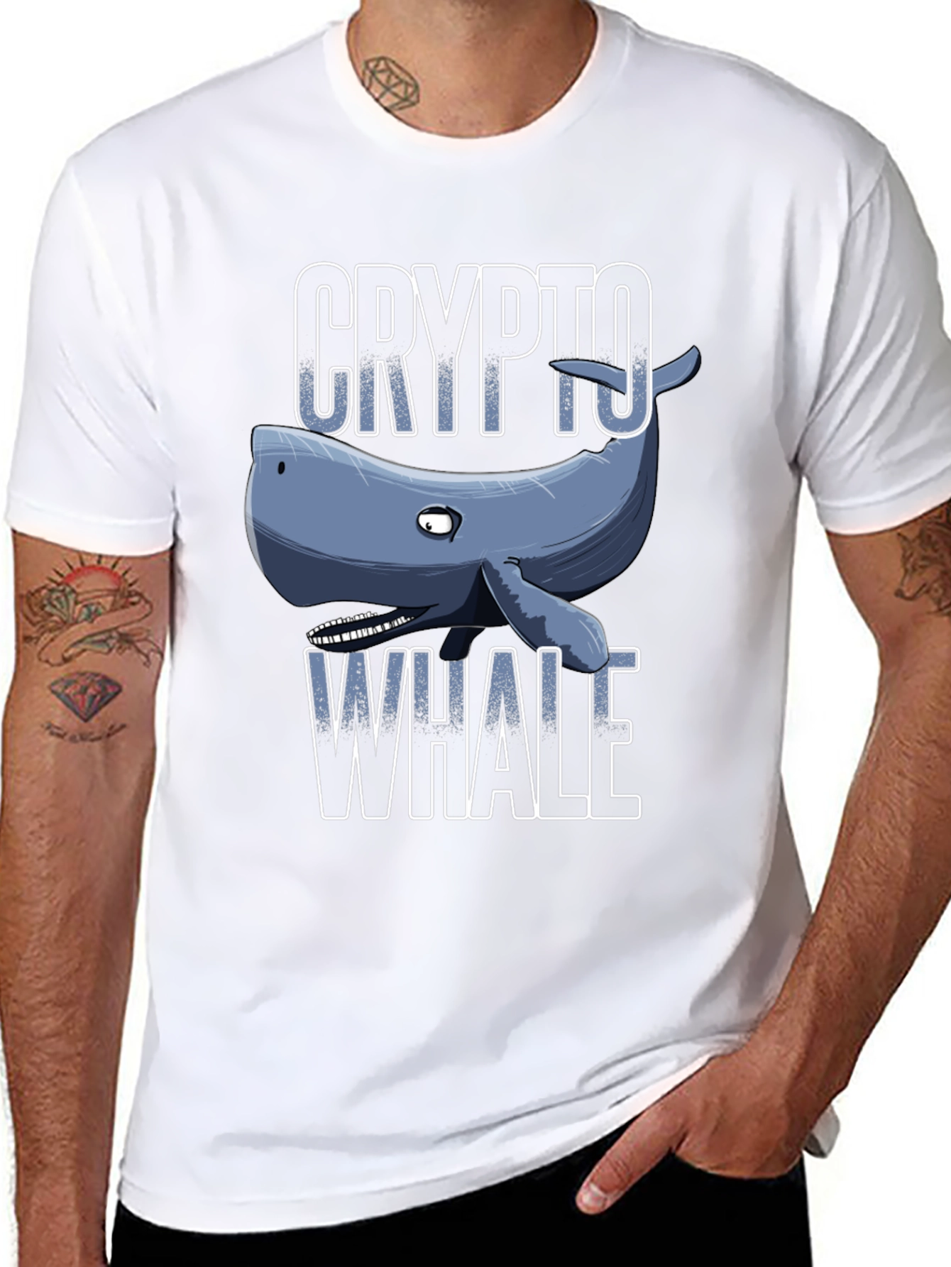 Crypto Whale Graphic Tee - Black Cotton T-Shirt