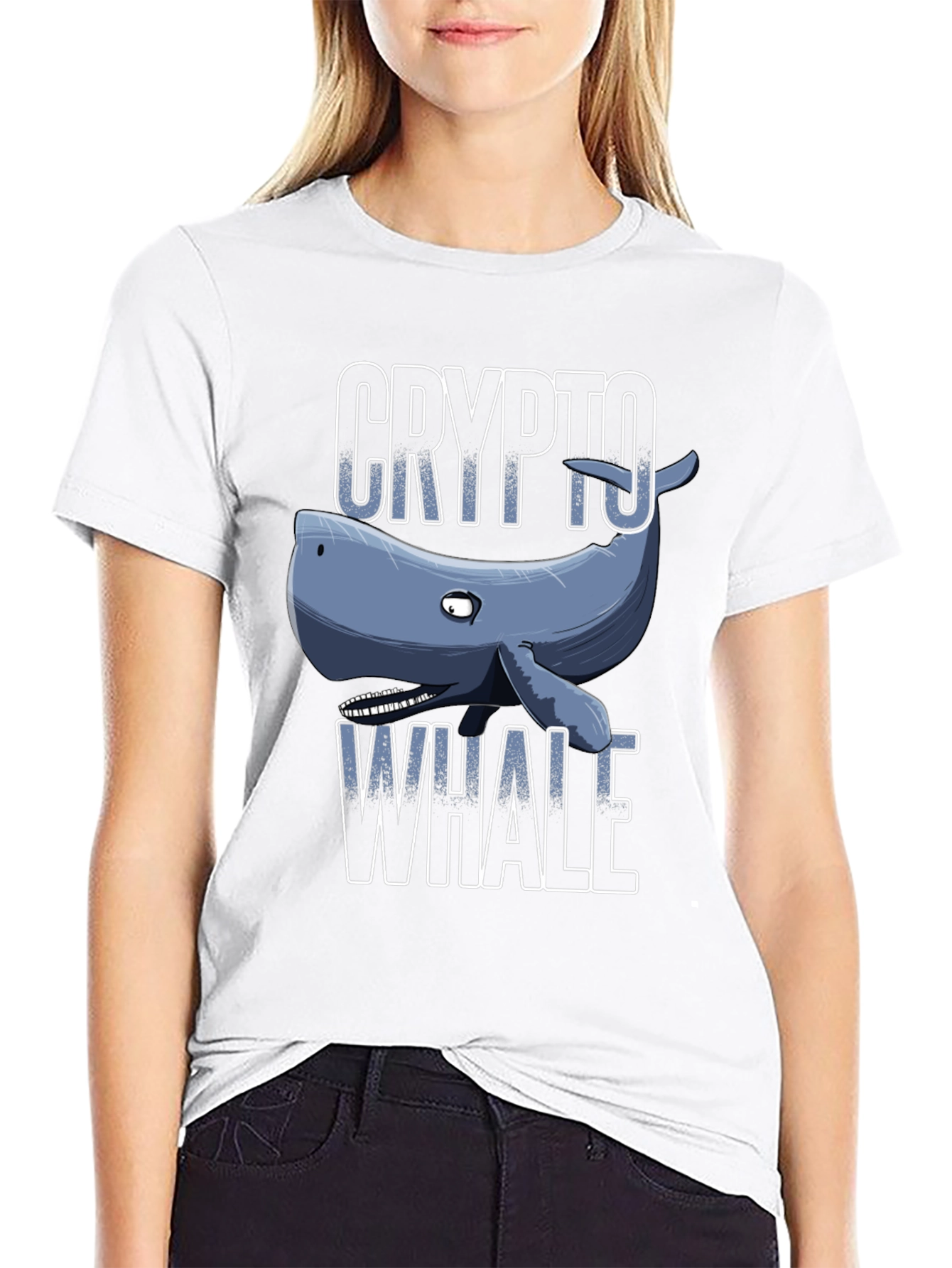 Crypto Whale Graphic Tee - Black Cotton T-Shirt