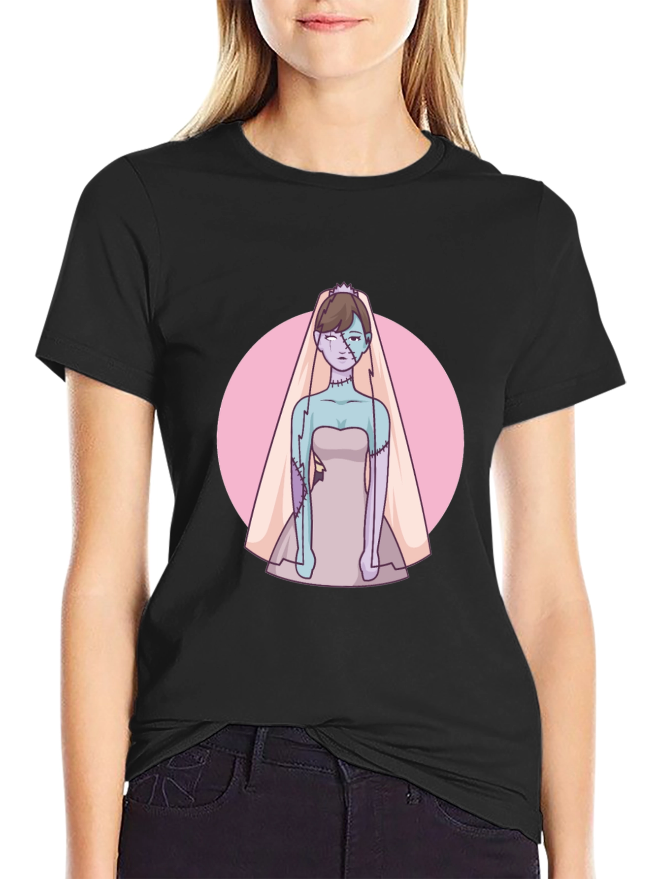 Zombie Bride Graphic Tee - Spooky Wedding Style