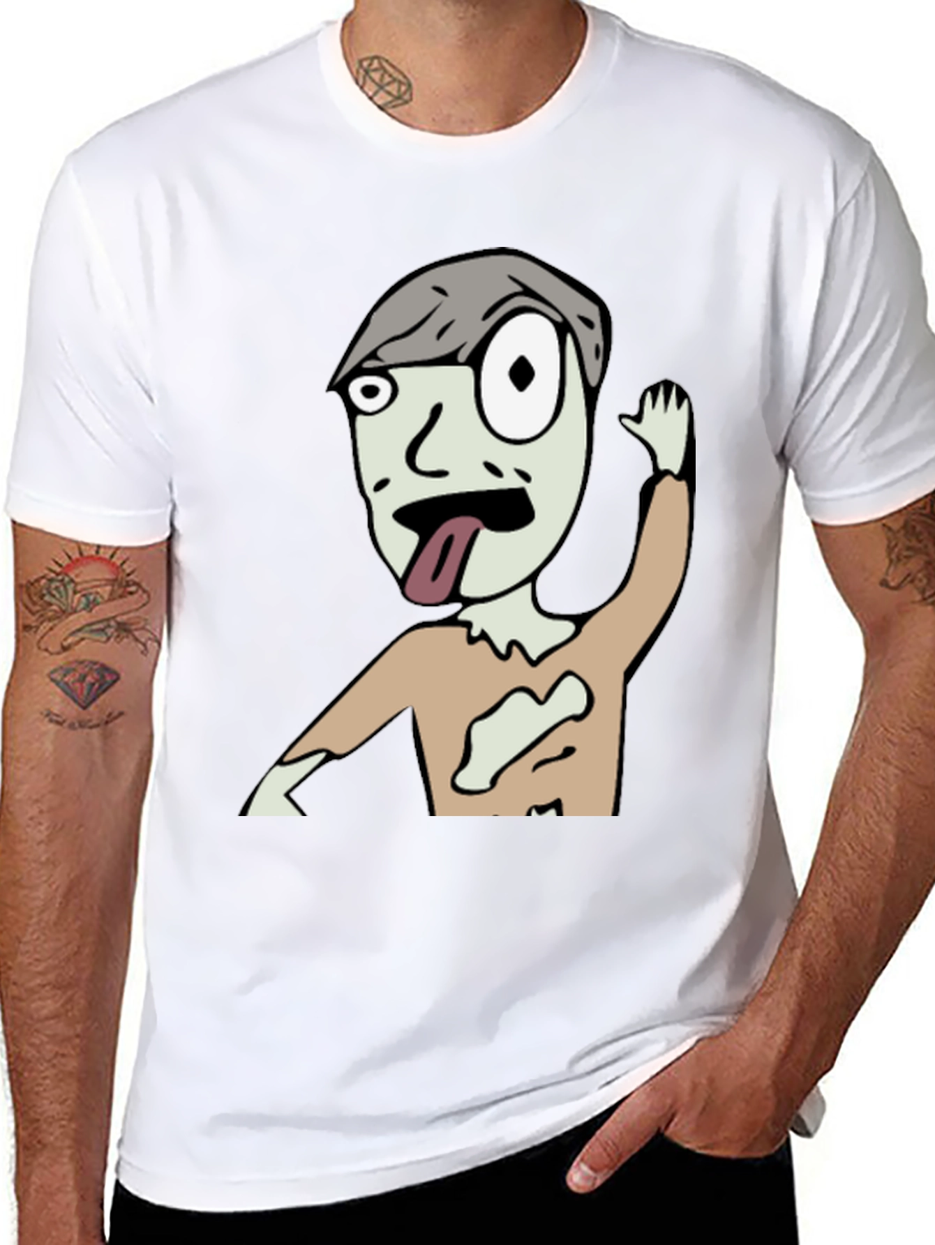 Zombie Cartoon Graphic Black T-Shirt