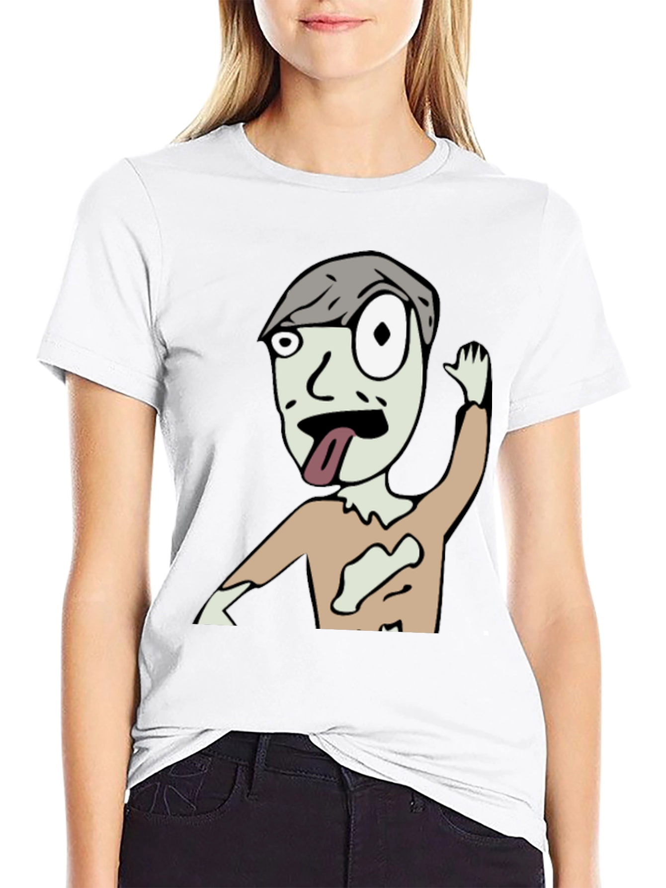Zombie Cartoon Graphic Black T-Shirt